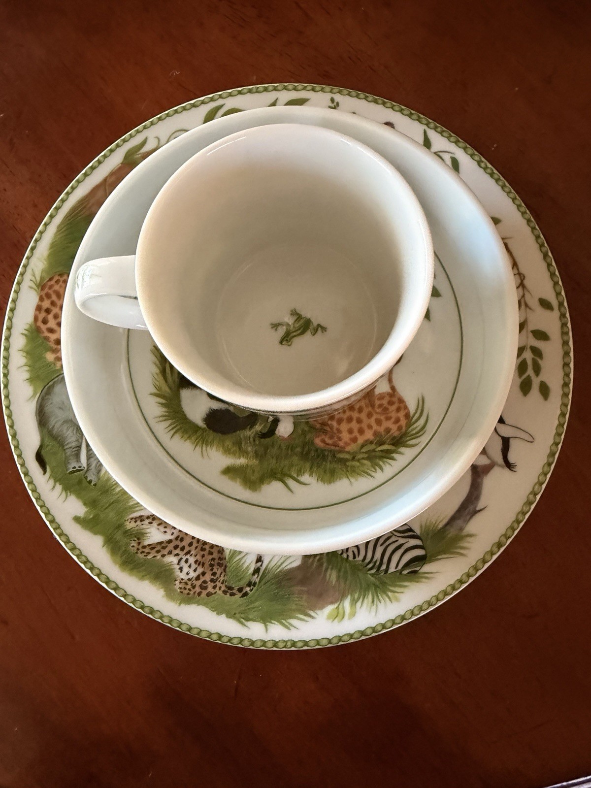 Lynn Chase Designs Jungle Party Ceramic Cup, Saucer & Plate Set Multicolor