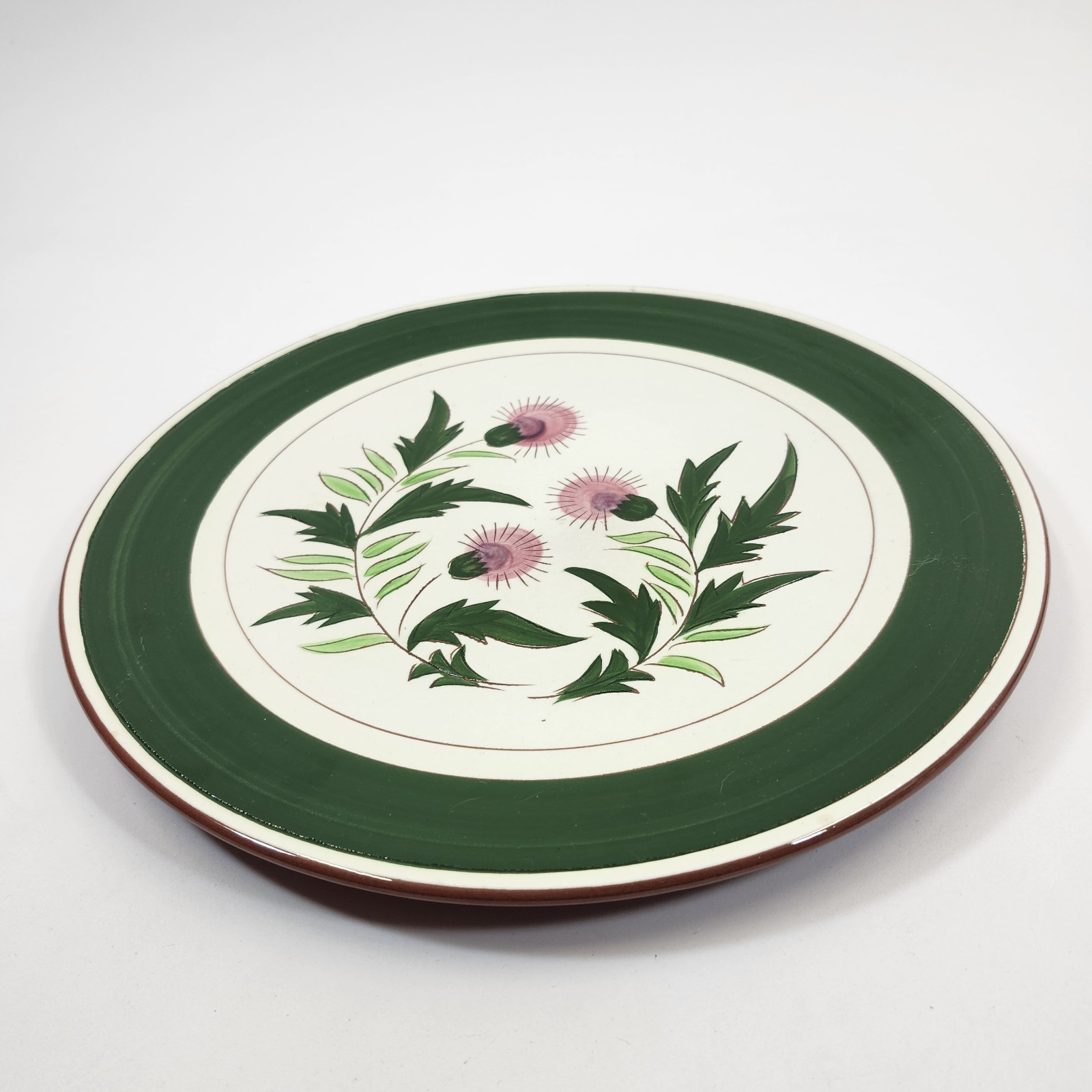 Stangl Thistle Pink 14″ Platter Chop Plate Round Vintage Handpainted Pottery USA