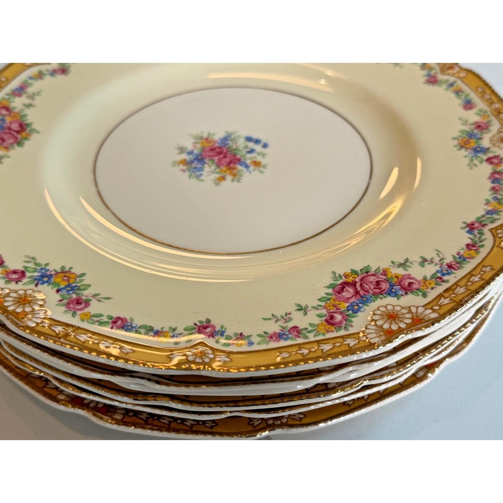 John Maddock & Sons-Royal Ivory- “Henley” Set of 3 Dinner Plates Floral Antique