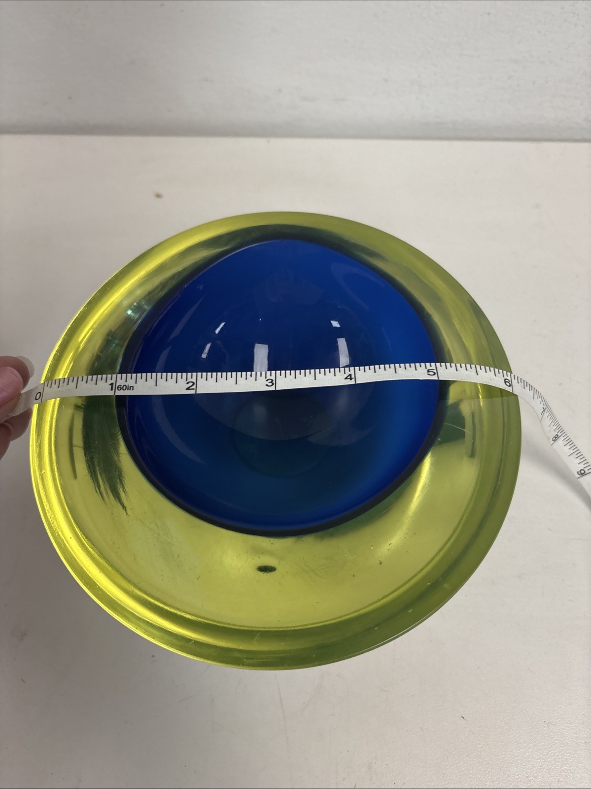 Cenedese Cobalt Blue and Yellow Sommerso Geode Murano Glass Bowl