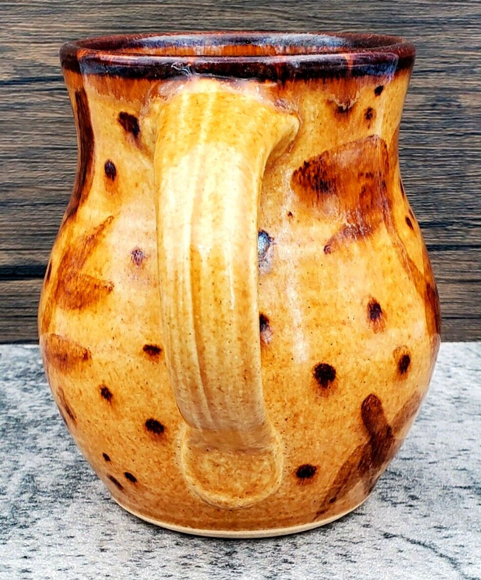 Beautiful Signed Paul Linhares Handmade 4½” Floral Mug in Fall Colors Studio Art