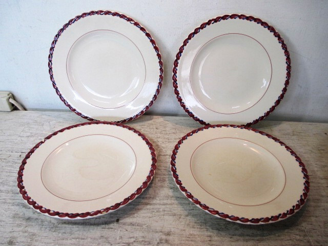 Vintage Mid-Century Set of 4 Vernon Kilns MONTEREY Dinner Plates 10-3/8″