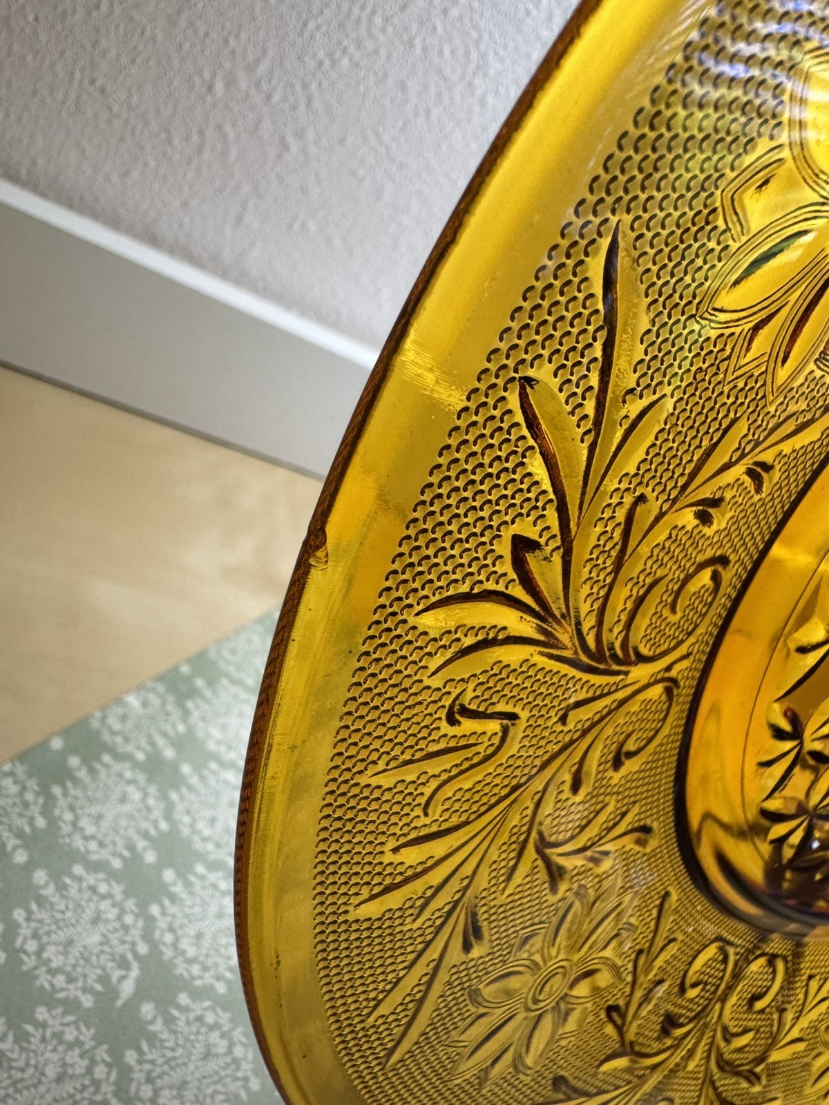Tiara Daisy Indiana Glass Amber 12” Sandwich Platter Plate
