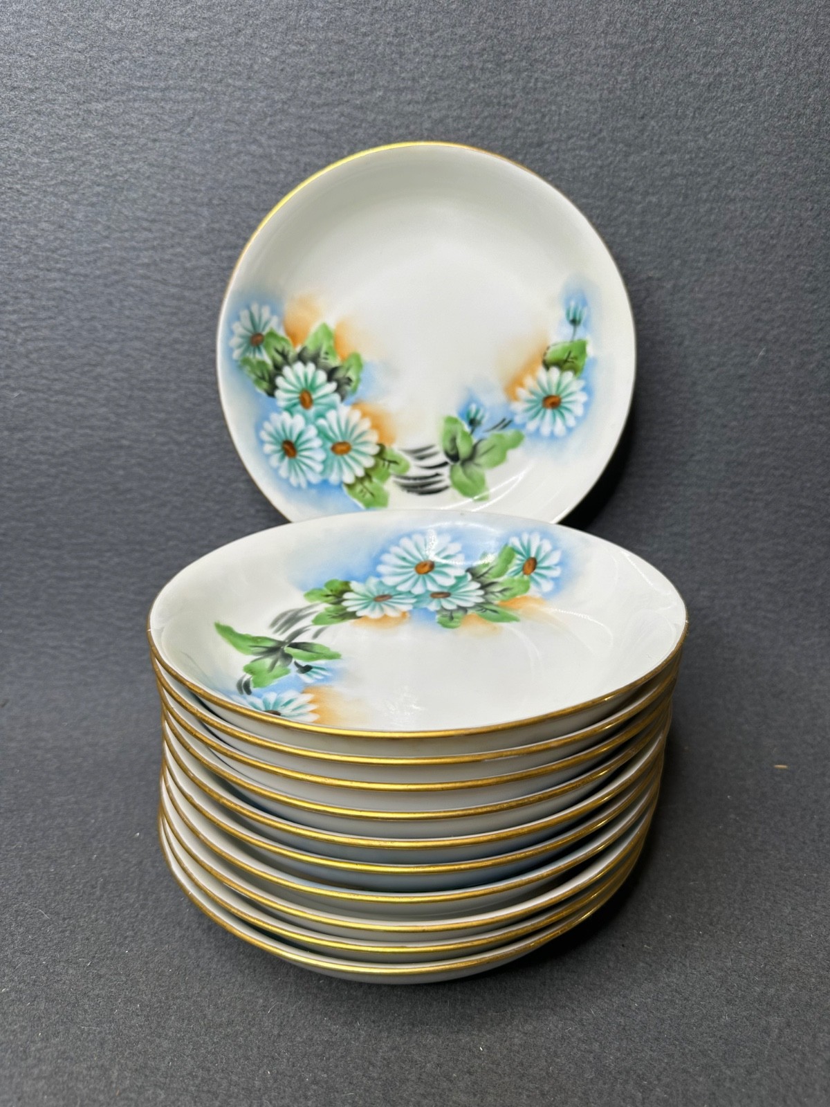 Vintage Set of (11) Hand Painted Thomas S Bavaria 7.5″ Bread Plates