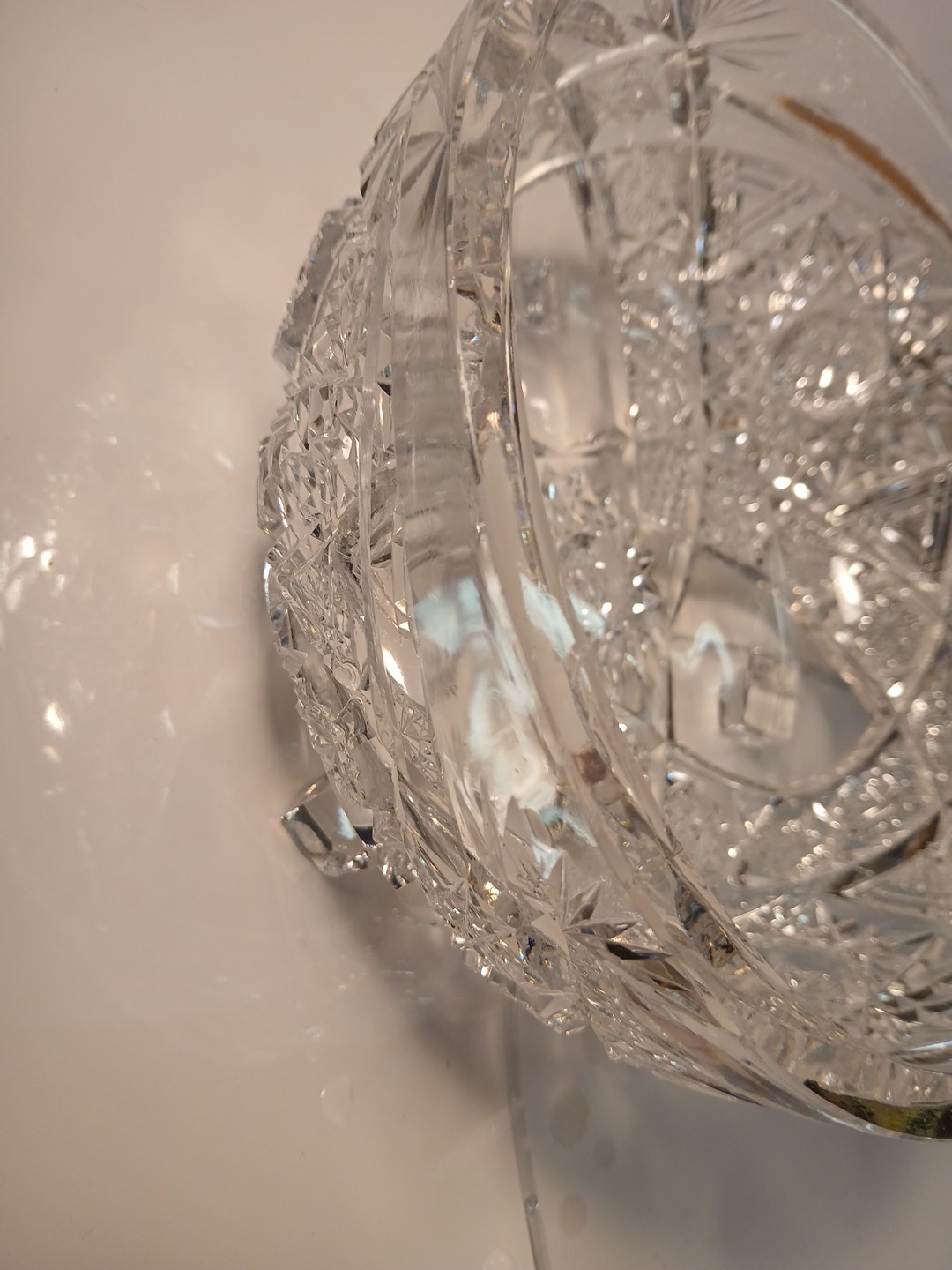 Crystal Leaded 3 Footed Cut Glass Centerpiece/Serving Bowl Weighs Over 4 Pounds