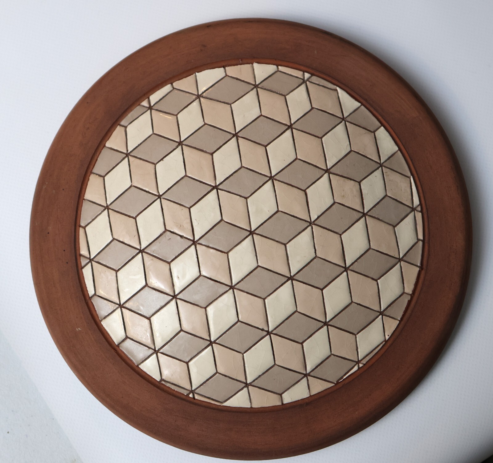 Don Cornett Lidded Pottery Optical Illusion Geometric Polychrome Signed 16″ High