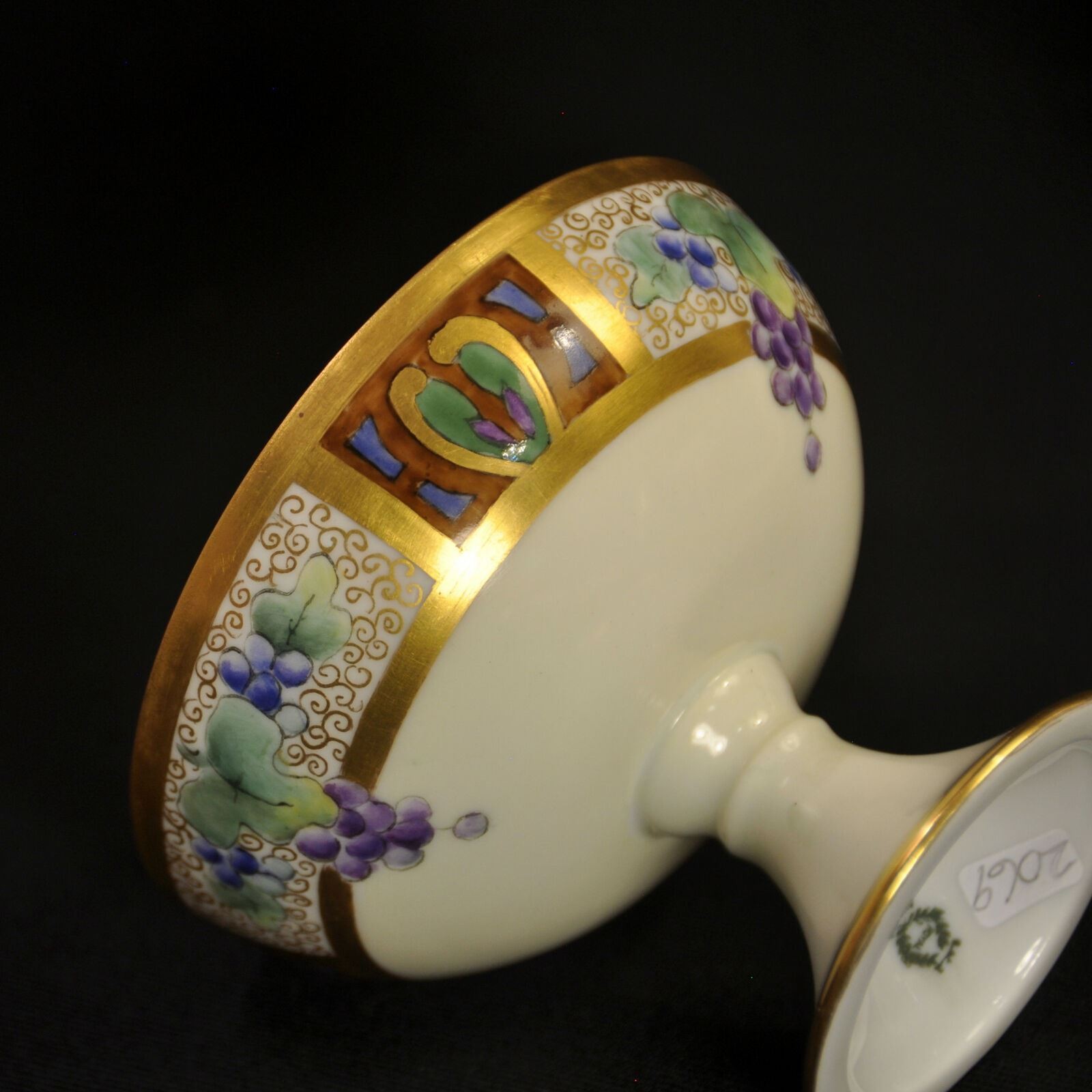Punch Set Bowl 10 Cups Schachtel Charlottenbrunn Silesia Hand Painted 1899-1918