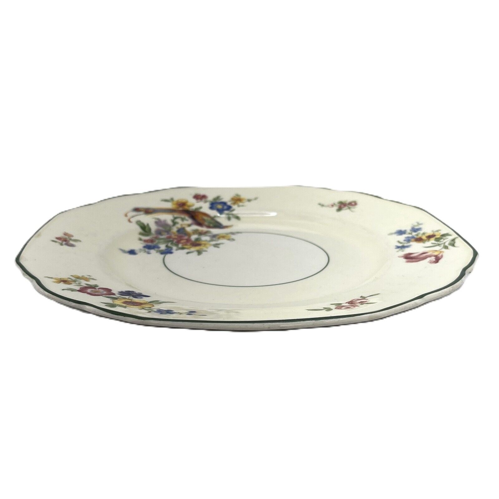The Welbeck Plate By WH Grindley & Co Windsor Ivory Floral Bird Green Trim 9.5″