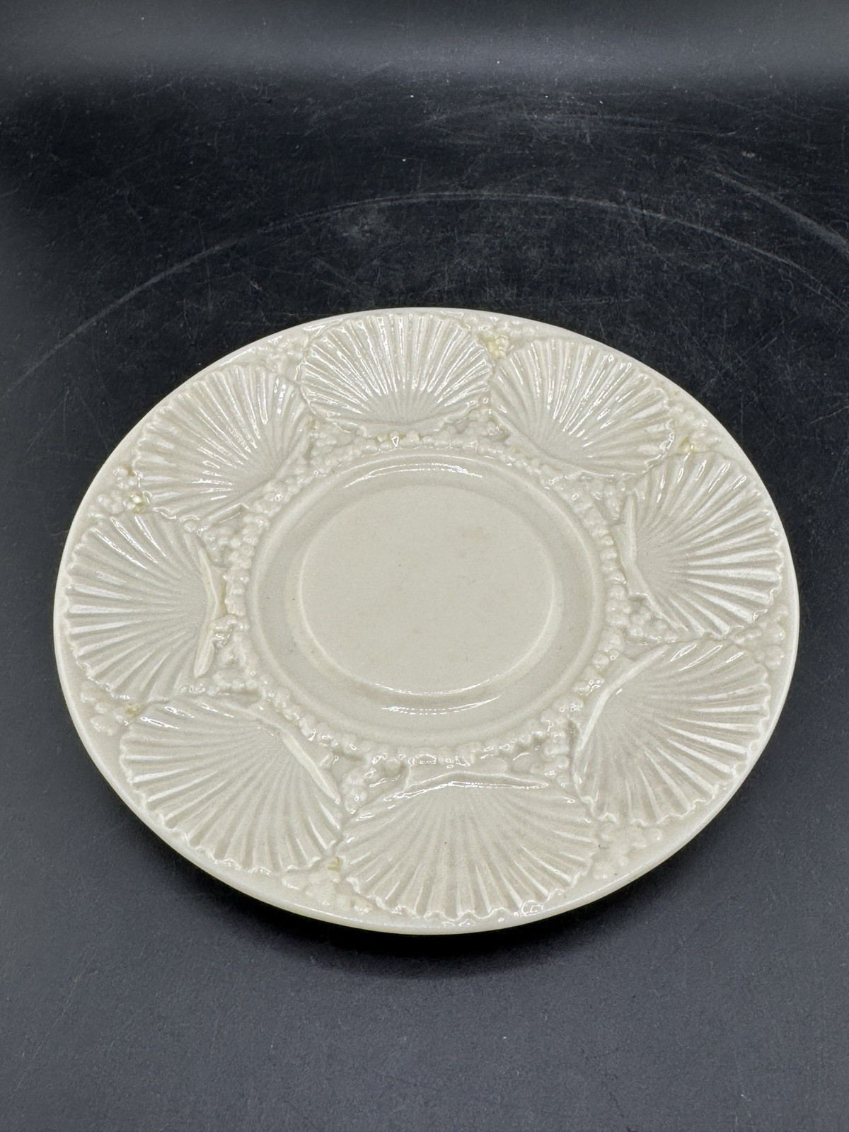 Belleek New Shell White Saucer 2nd Black Mark Excellent