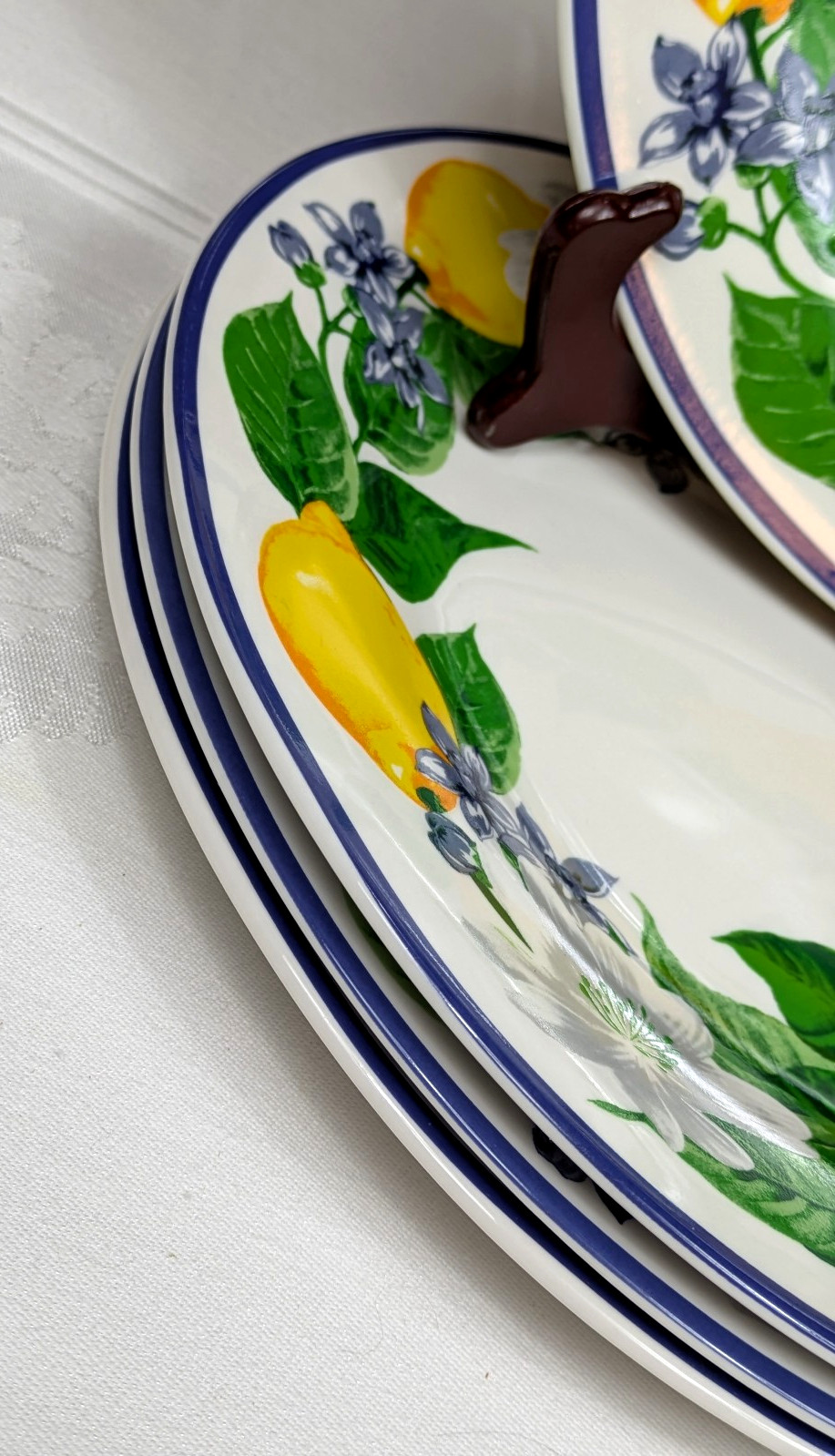 4 Royal Norfolk Lemon Printed Ceramic Dinner Plates 10.5″ NEW! Tuscan Summer