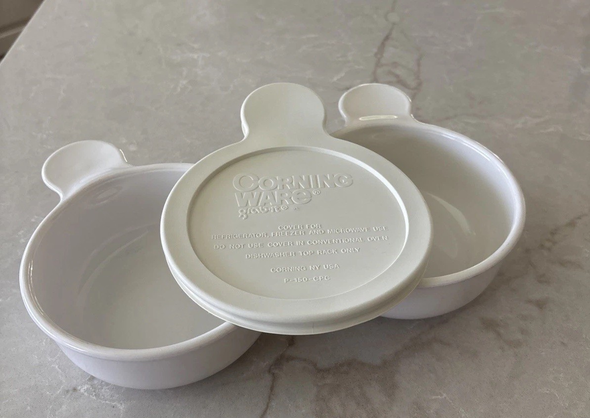 Corning Ware Grab It Bowls P-150-B 15 Oz With 1 Refrigerator Lid Set Of 2 White