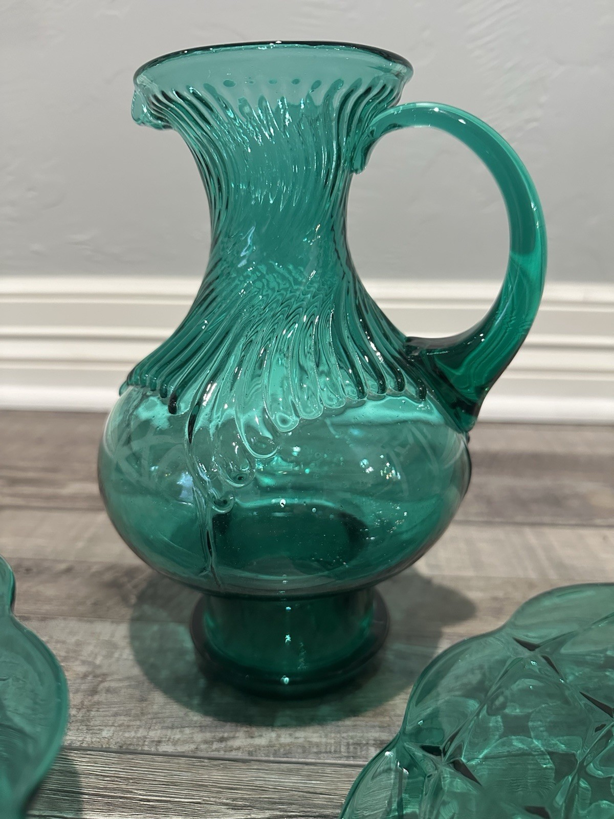 Indiana Glass Company Tiara Exclusives Spruce Green /Simply Teal – RARE 3pc set