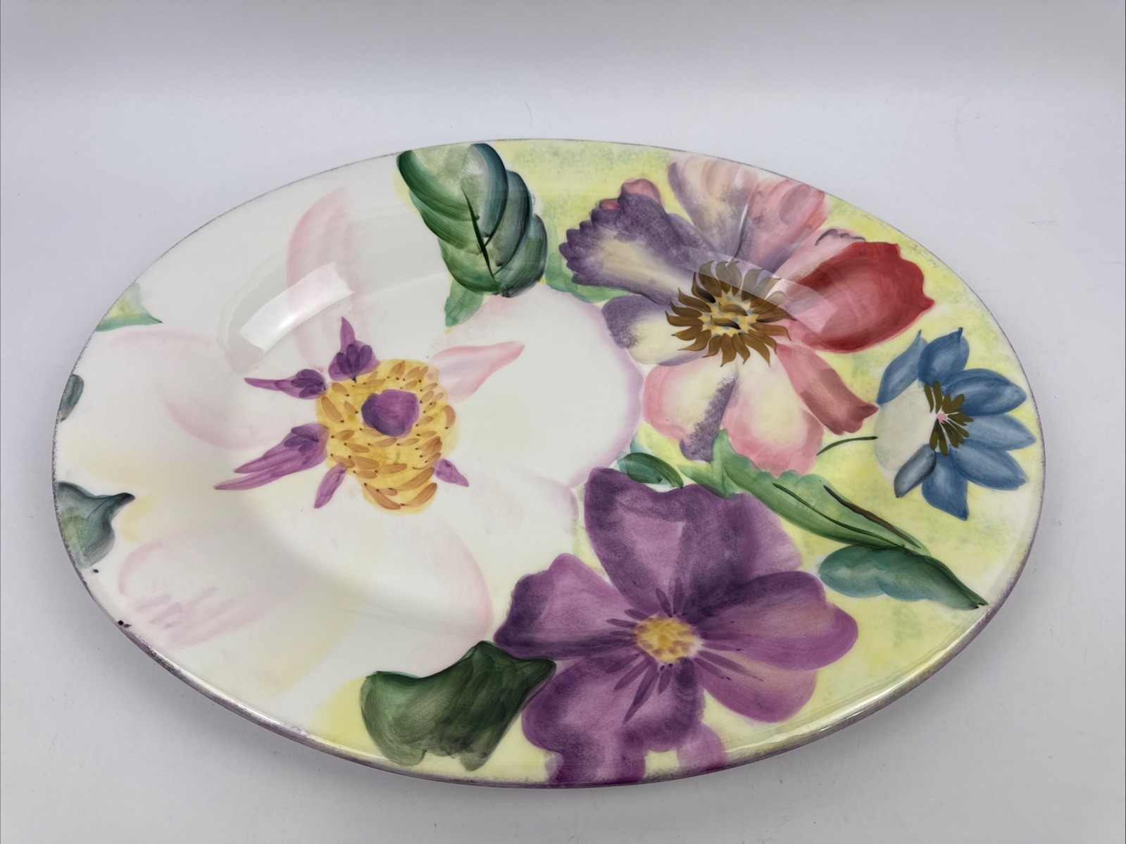 Pfaltzgraff Flower Market Large Oval Serving Platter Floral 18 Inches Long