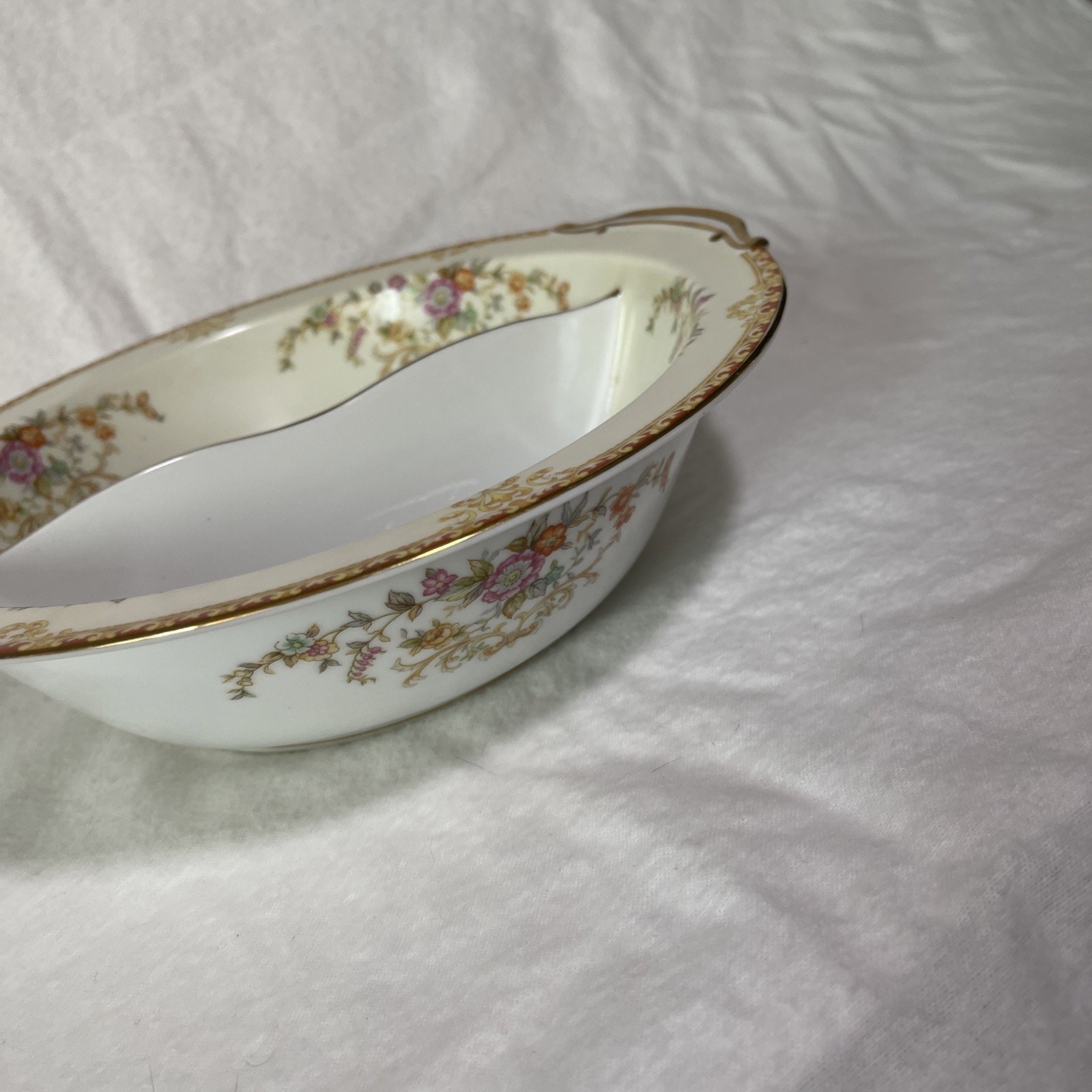 Vintage Noritake Divided Serving Bowl Dish Round 10” Gold