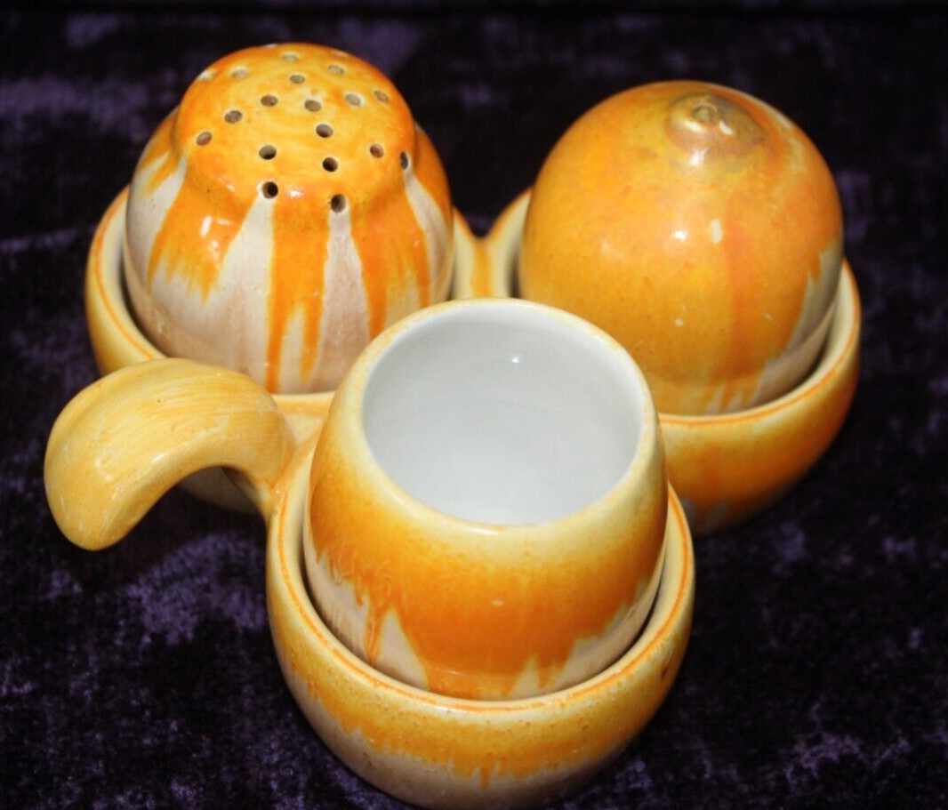 Shelley Condiment Set Four Piece Set in orange