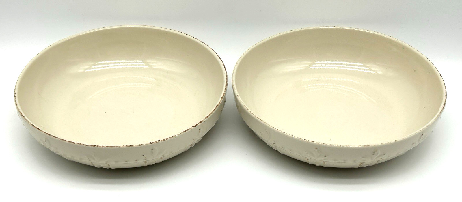 SIGNATURE 7.75″ Stoneware Pasta Bowls SORRENTO Ivory DEBBY SEGURA Set of 2