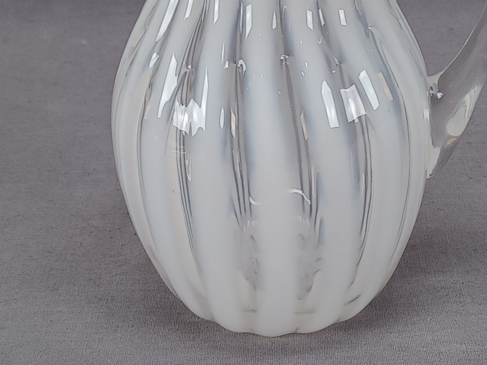 Bohemian Harrach Opalescent Stripe 5 1/4 Inch Glass Creamer / Pitcher