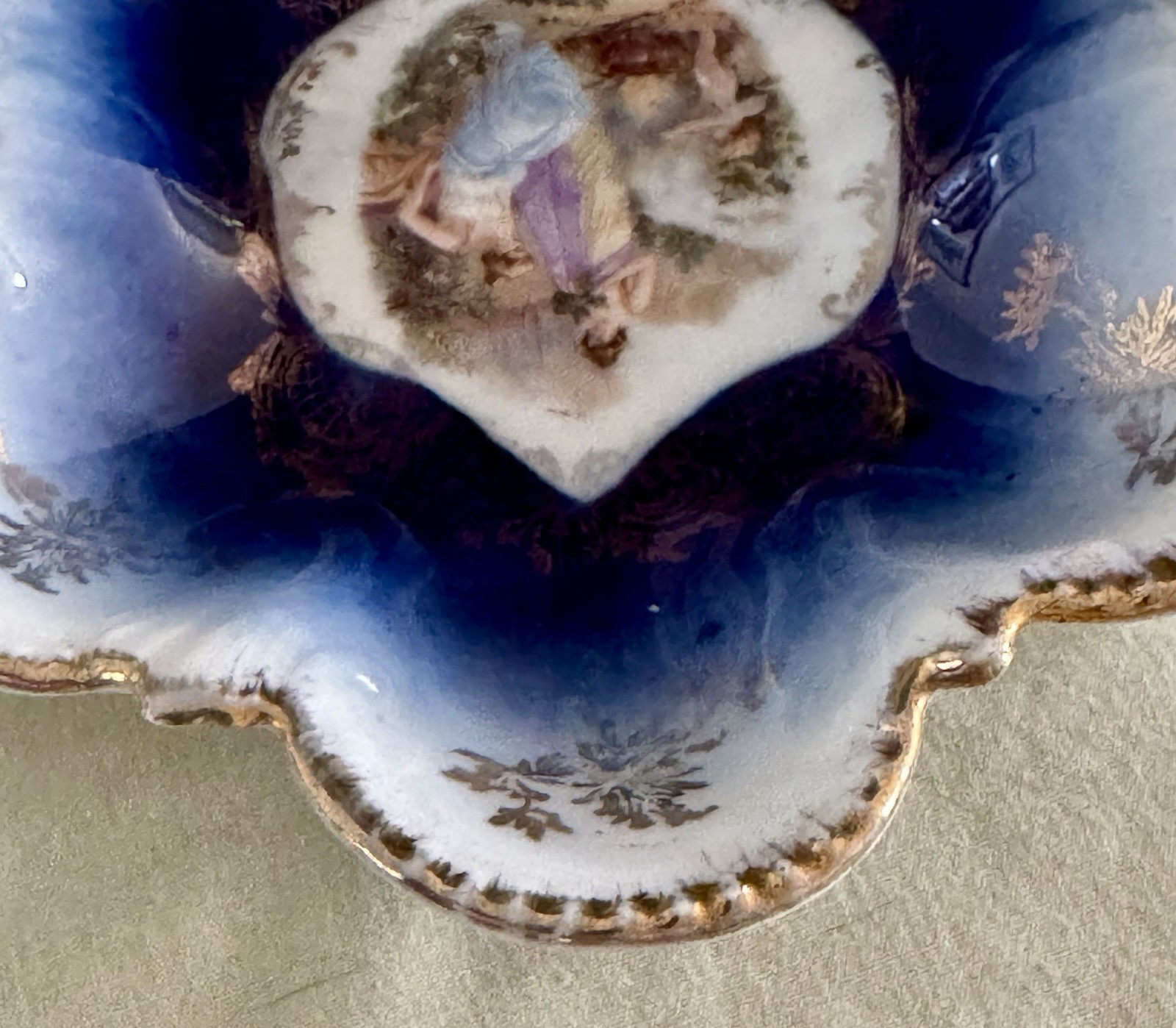 Antique Royal Bavarian Germany Two Sided Portrait Handled Bowl * Ladies & Cherub
