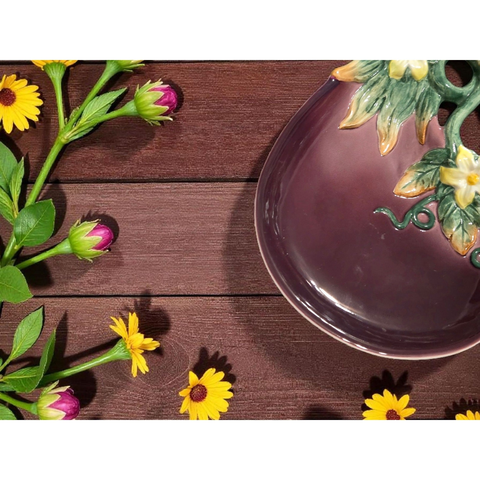 Fitz and Floyd Classics Gardenening Gourmet Collection Eggplant Canape Plate