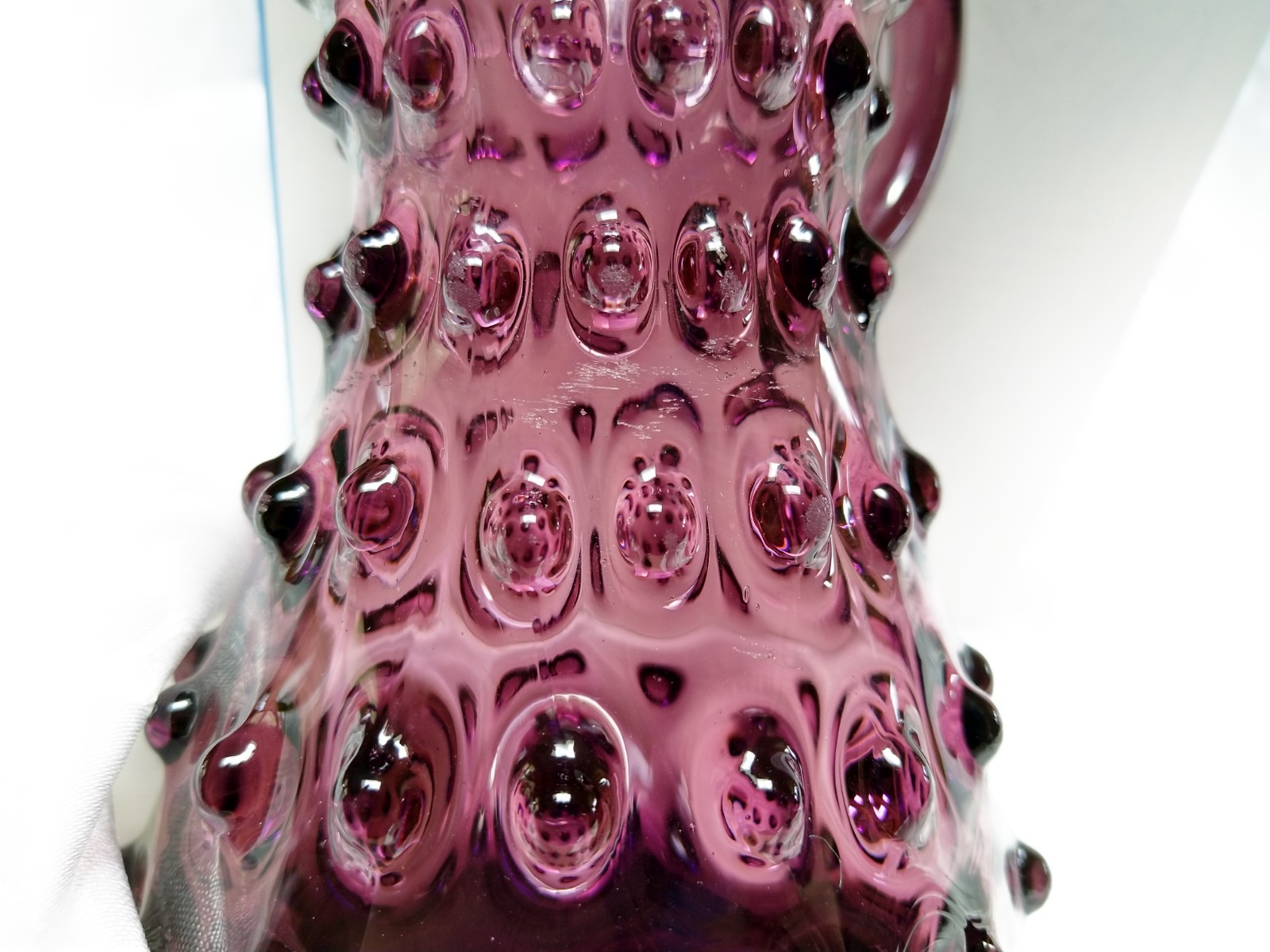 Vtg Small Hobnail Amethyst / Purple Glass Pitcher