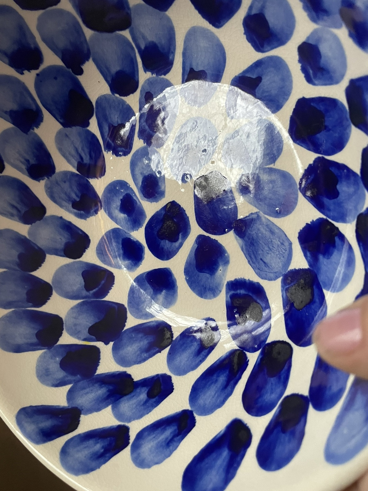 Polli Pots Blue Leaves Studio Pottery Bowl