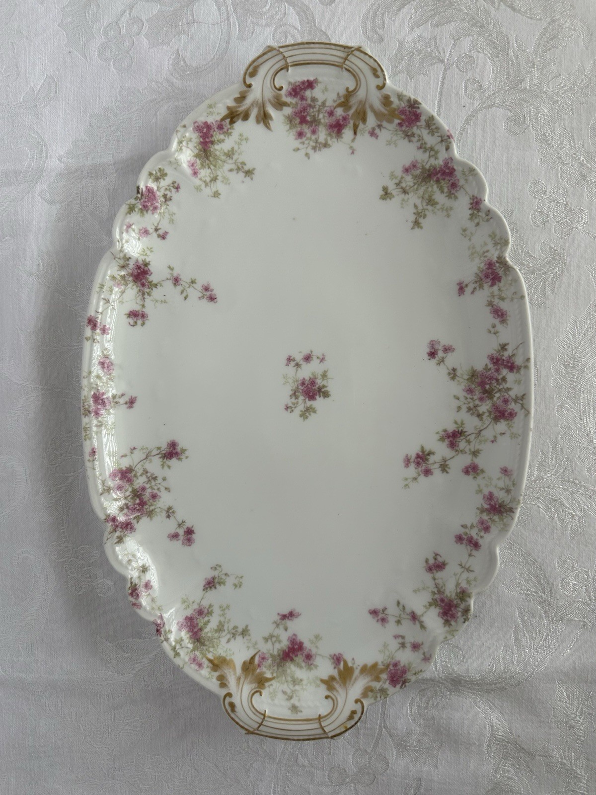4 Charles Field Haviland Limoges Embossed Serving Platters W/Pink Floral Sprays