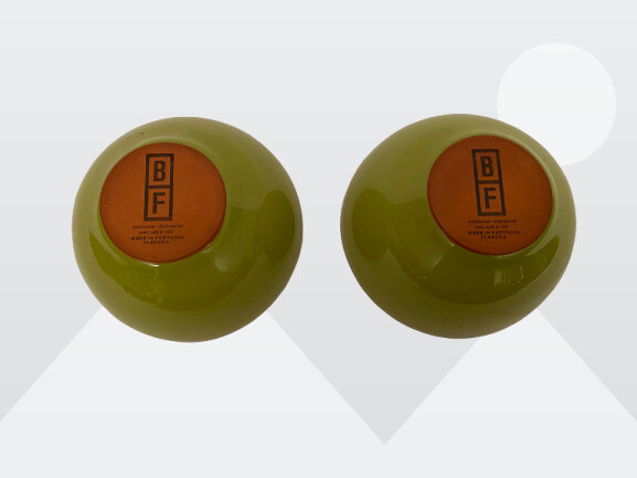 BF Pair Mini Olive Green 3.5″ Clay Stoneware Bowl Cups