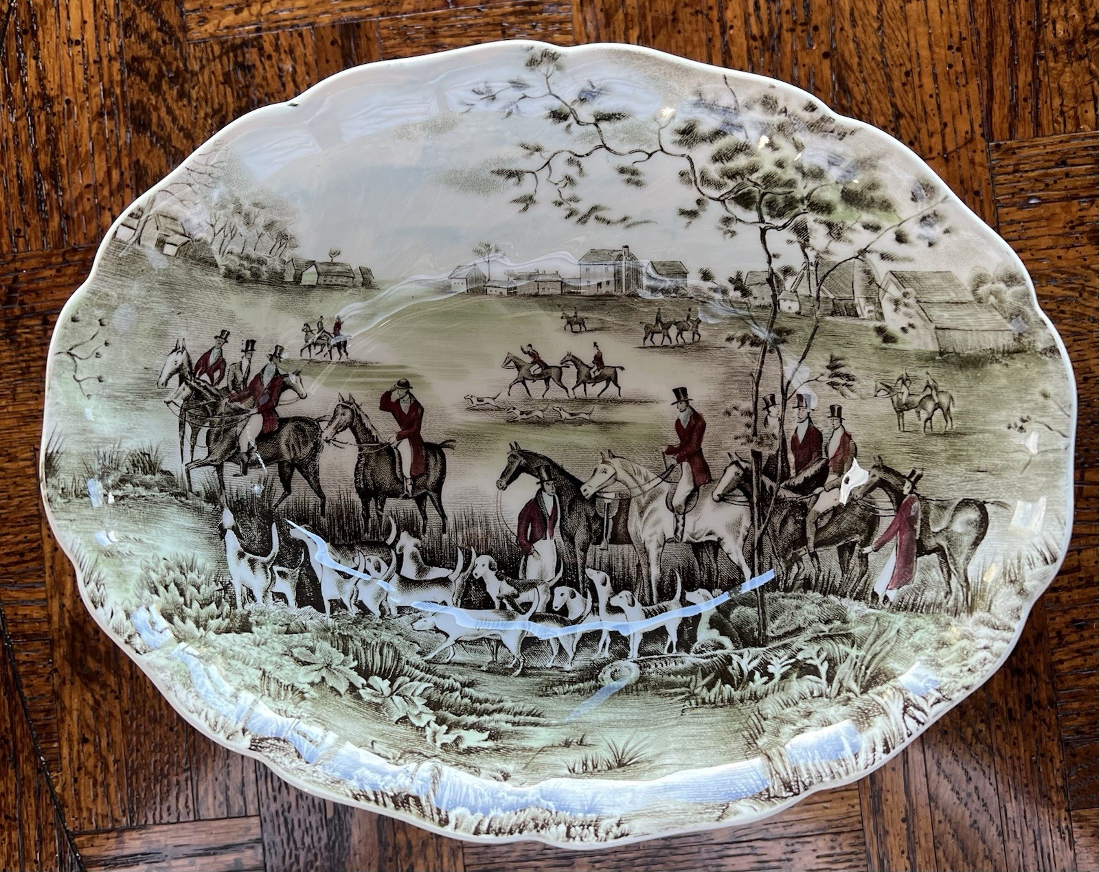 Johnson Bros Tally Ho Oval Vegetable Dish 7” x 9”. Mint Condition. 2 Available.