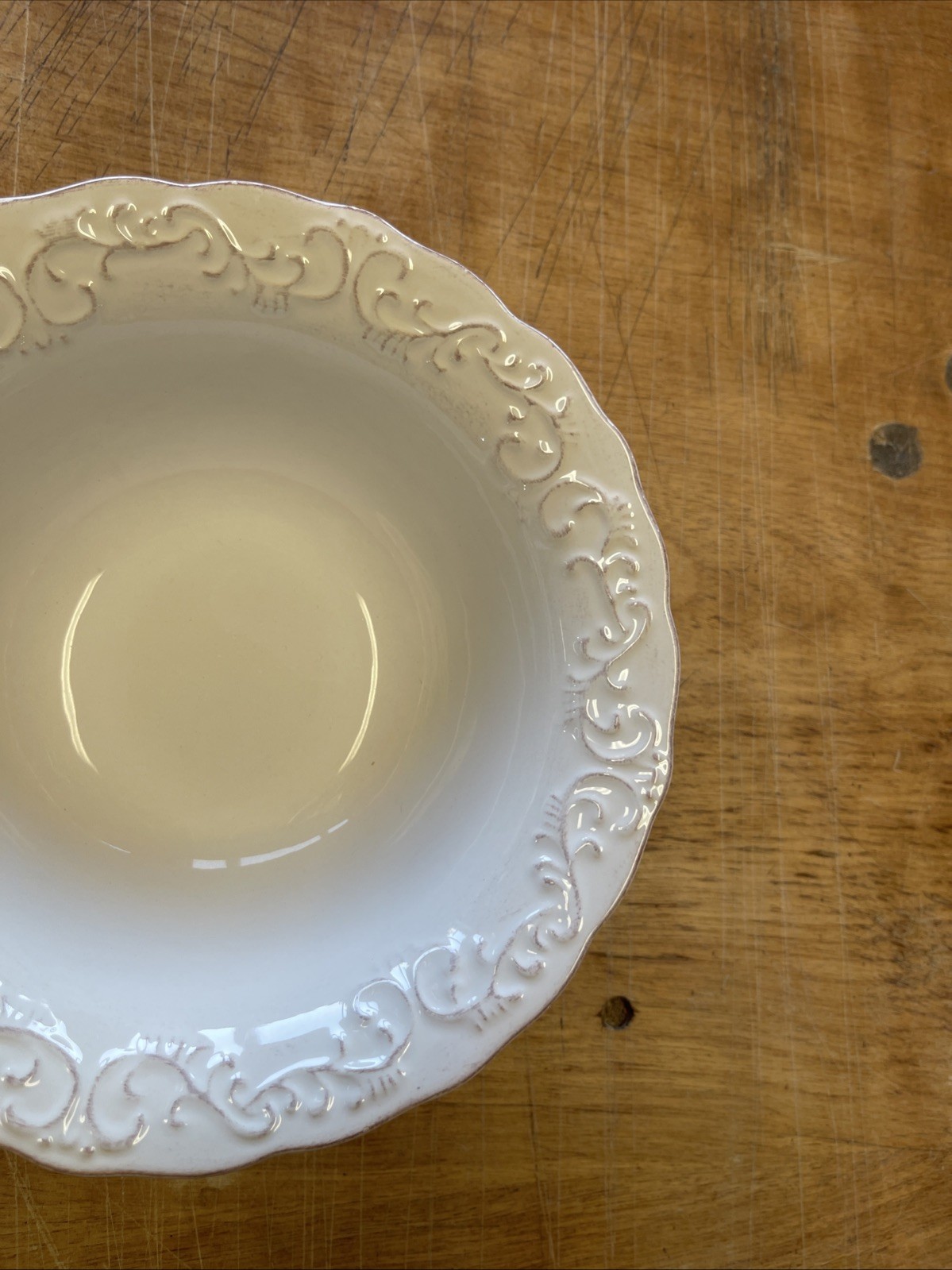 Pier 1 ANTIQUE SCROLL WHITE Coupe Cereal Bowl 7 in 1 ea 3 available