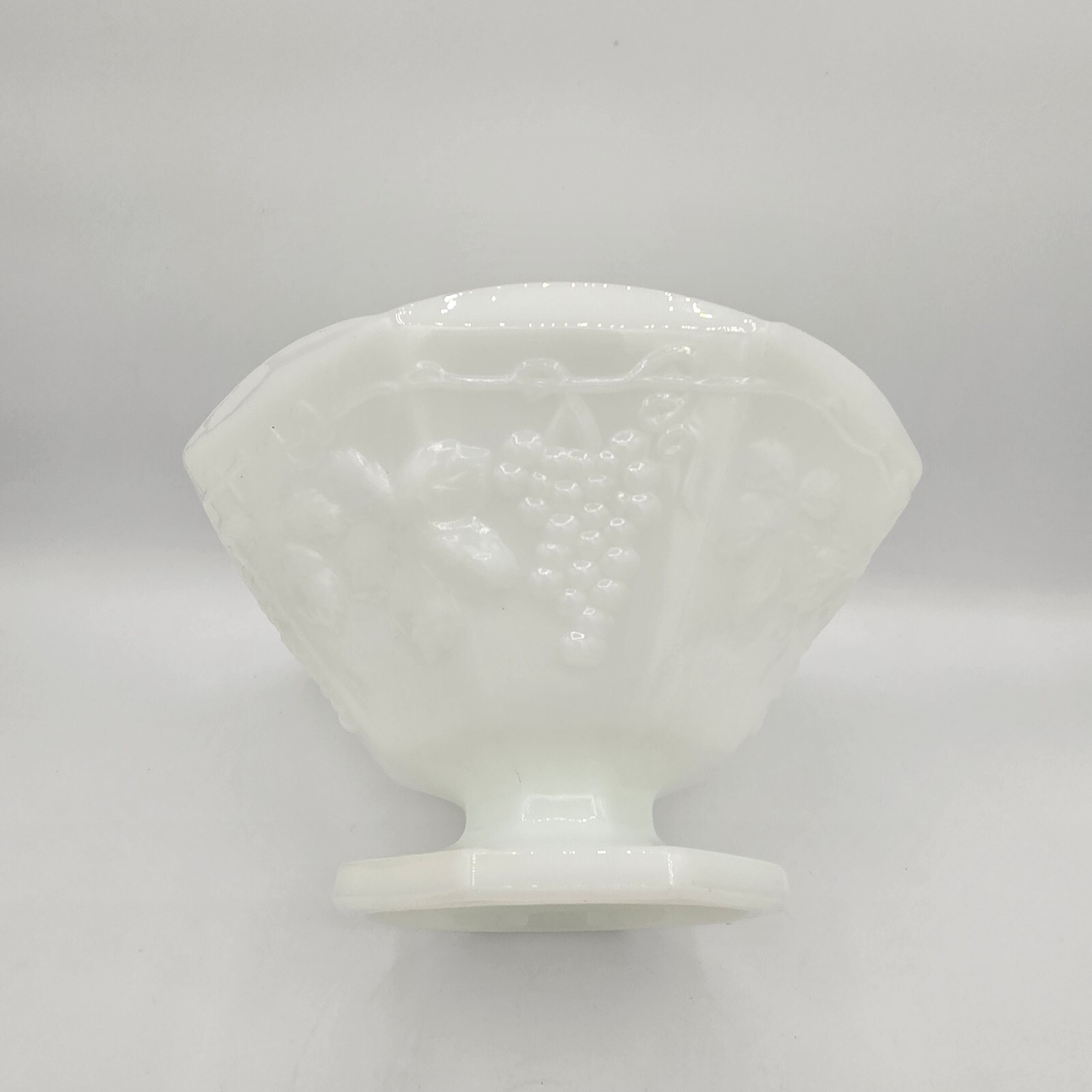 Vintage Indiana Glass Company Milk Glass Pedestal Bowl Grape Vine Collectible