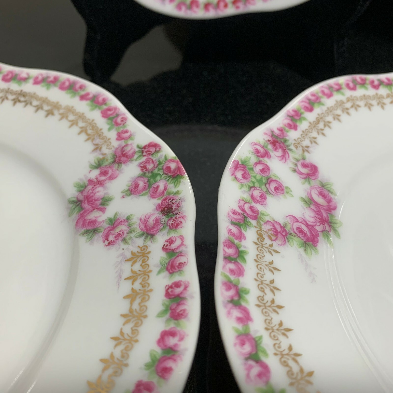 5 KPM Rose Garland or Swag 6 5/8″ Dessert Plates Made in Germany – Excellent