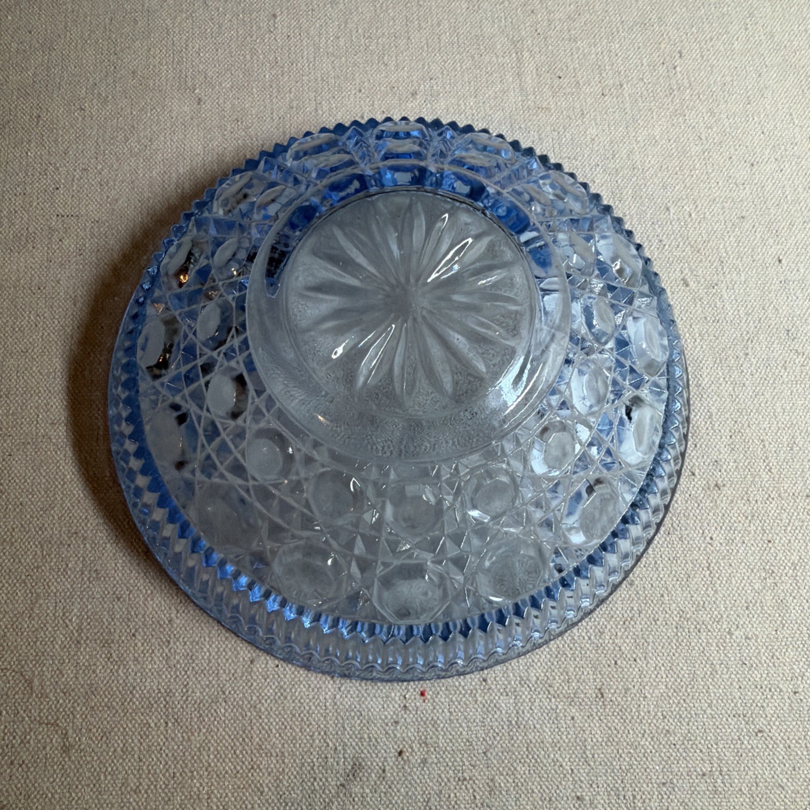 Vintage Indiana Glass Windsor Blue Button 7.5” Candy Dish With Lid