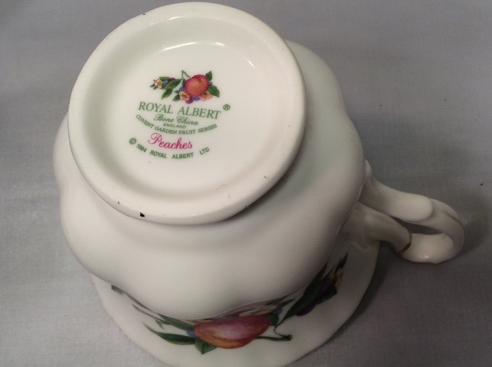 4 Fruit Royal Albert Bone China Teacups, Fruit Grapes, Peaches, Pears & Apples