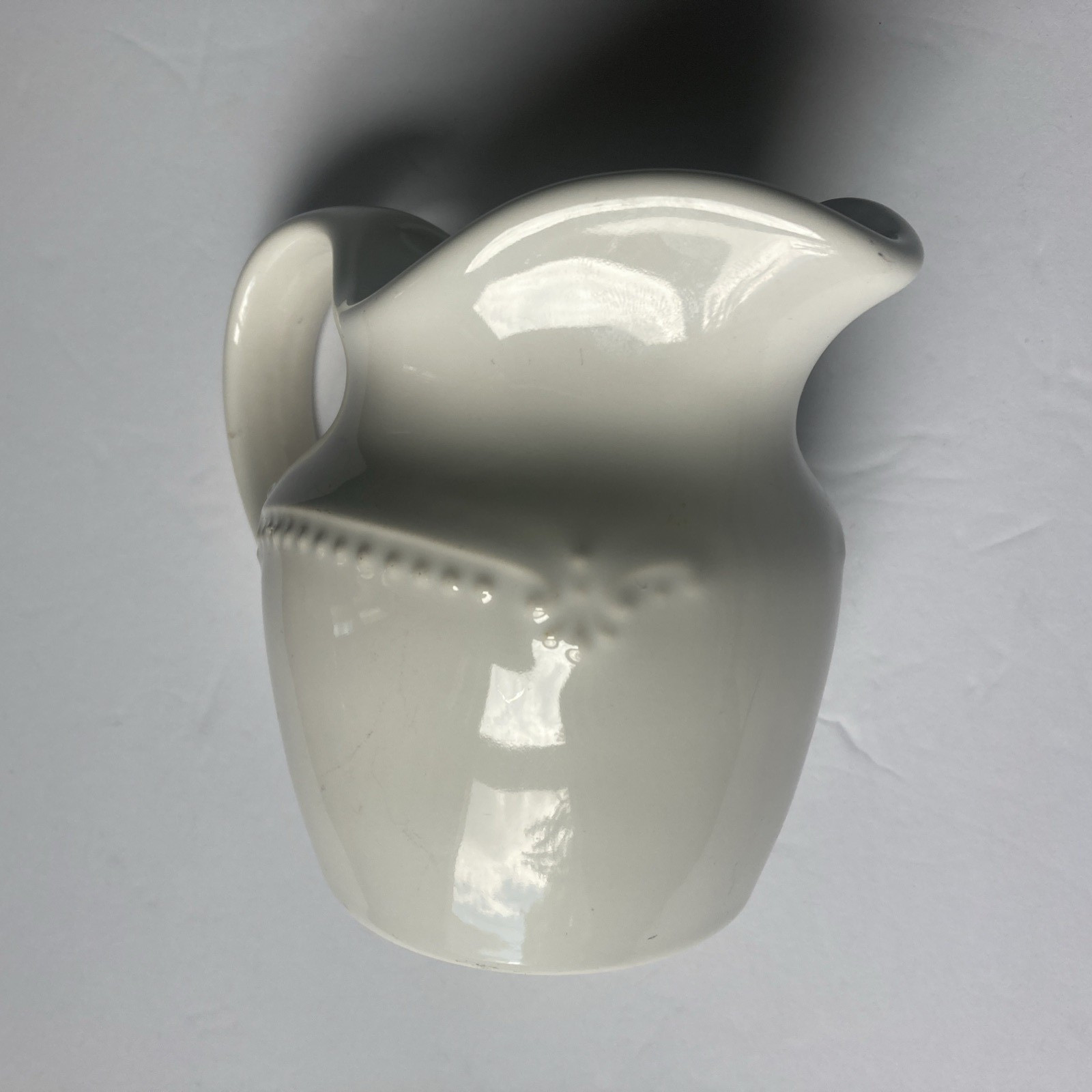 Pfaltzgraff Pearl Brocade Creamer 4.5″ White Embossed Stoneware 1994-1997 USA