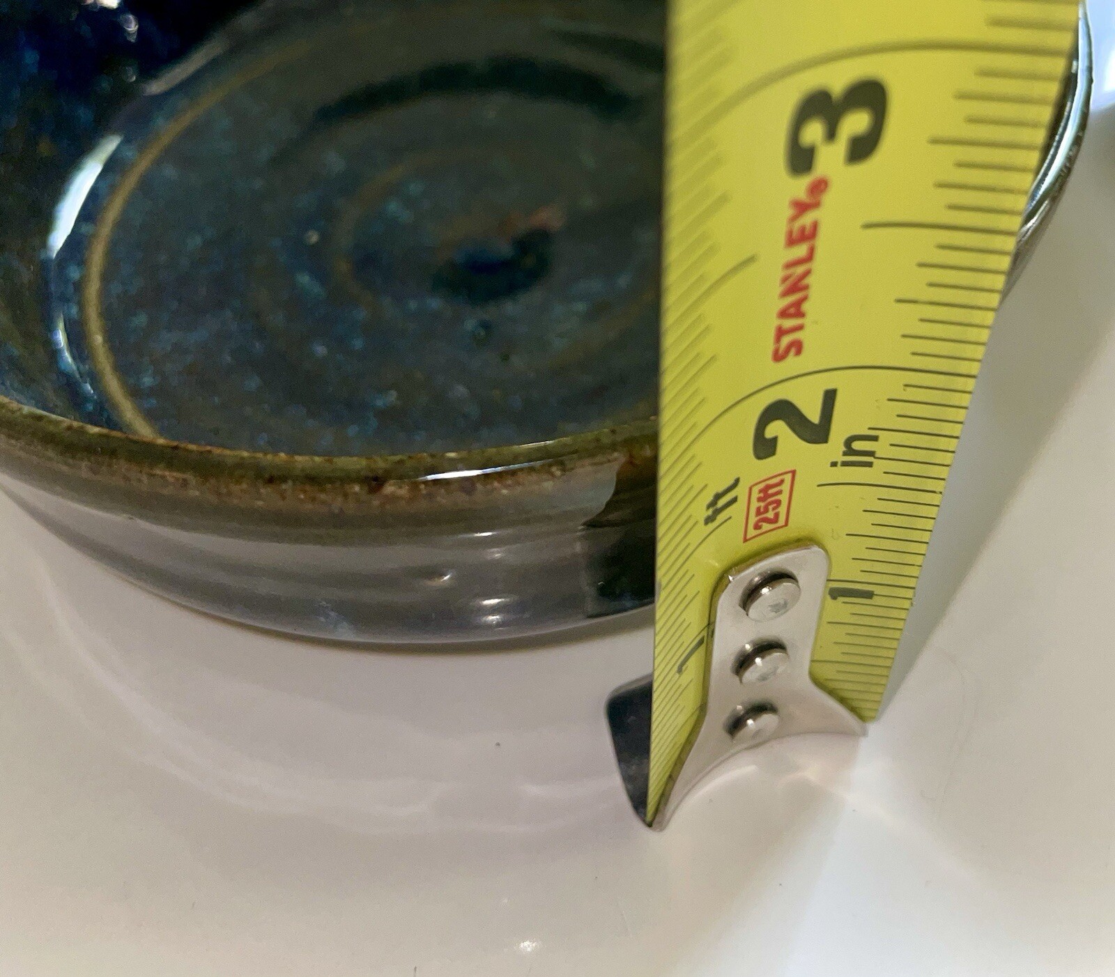 2 Pc Signed Studio Pottery Planter / Saucer Moody Blue Drip Ceramic Hand Thrown