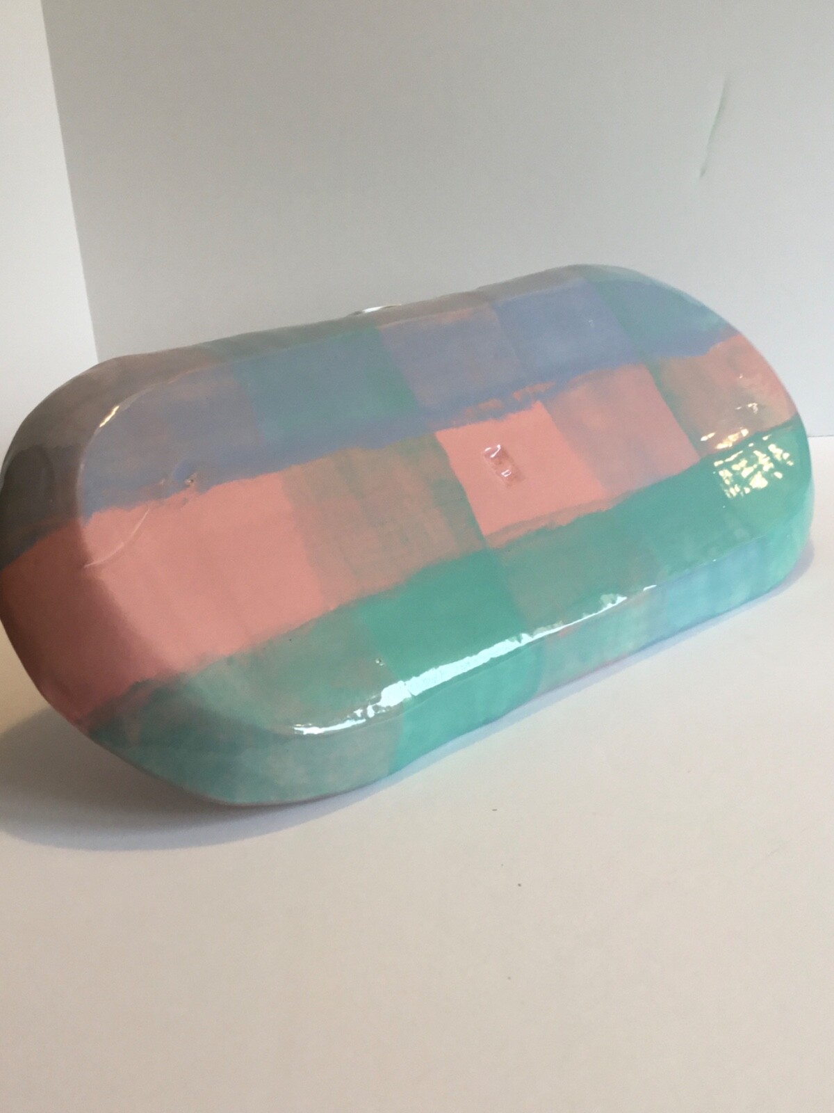 Platter ceramic large pottery pink blue teal food microwave dishwasher safe