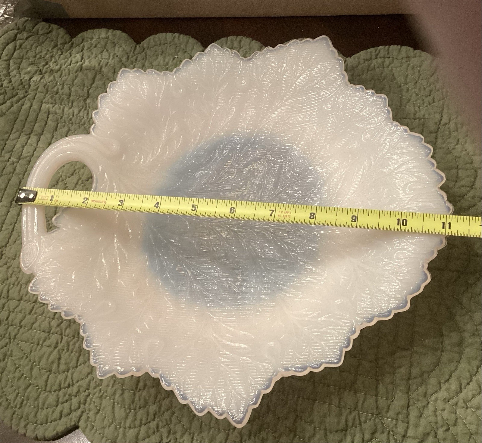 Vintage Fenton 11 Inch Pink Leaf Shaped Dish