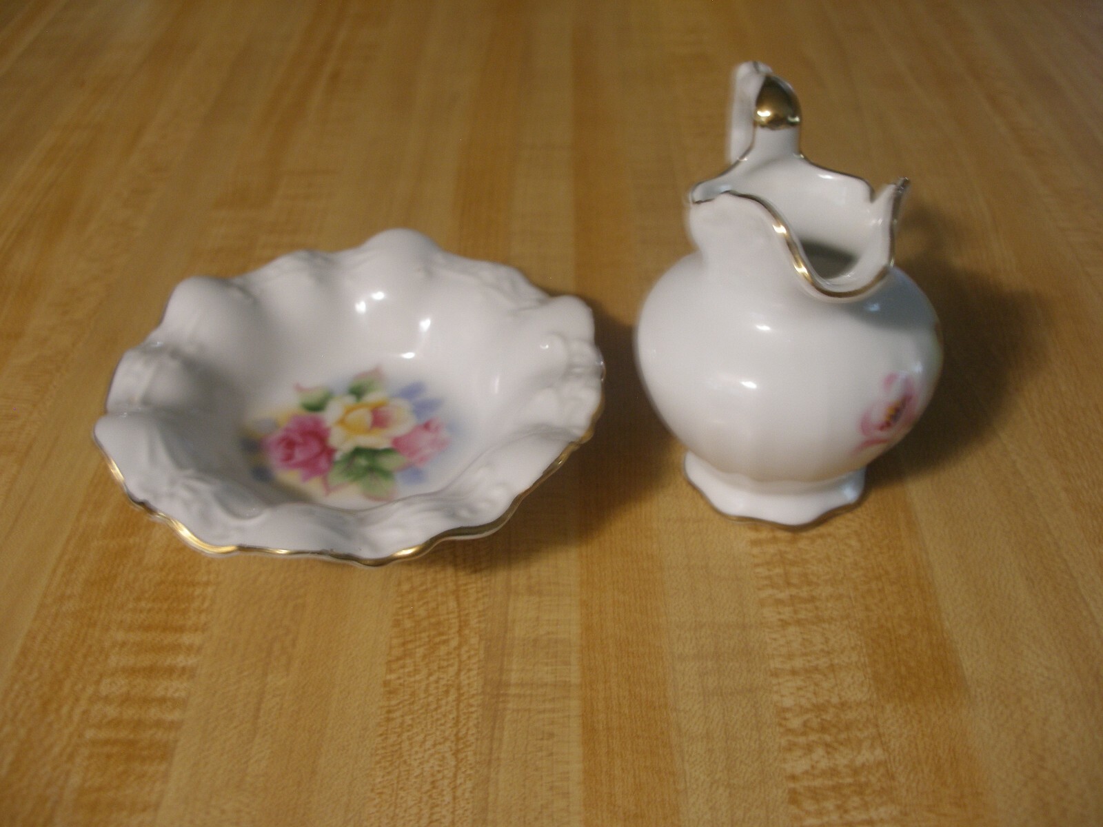 Porcelain Creamer And Saucer With Gold Trim Vintage Japan EUC