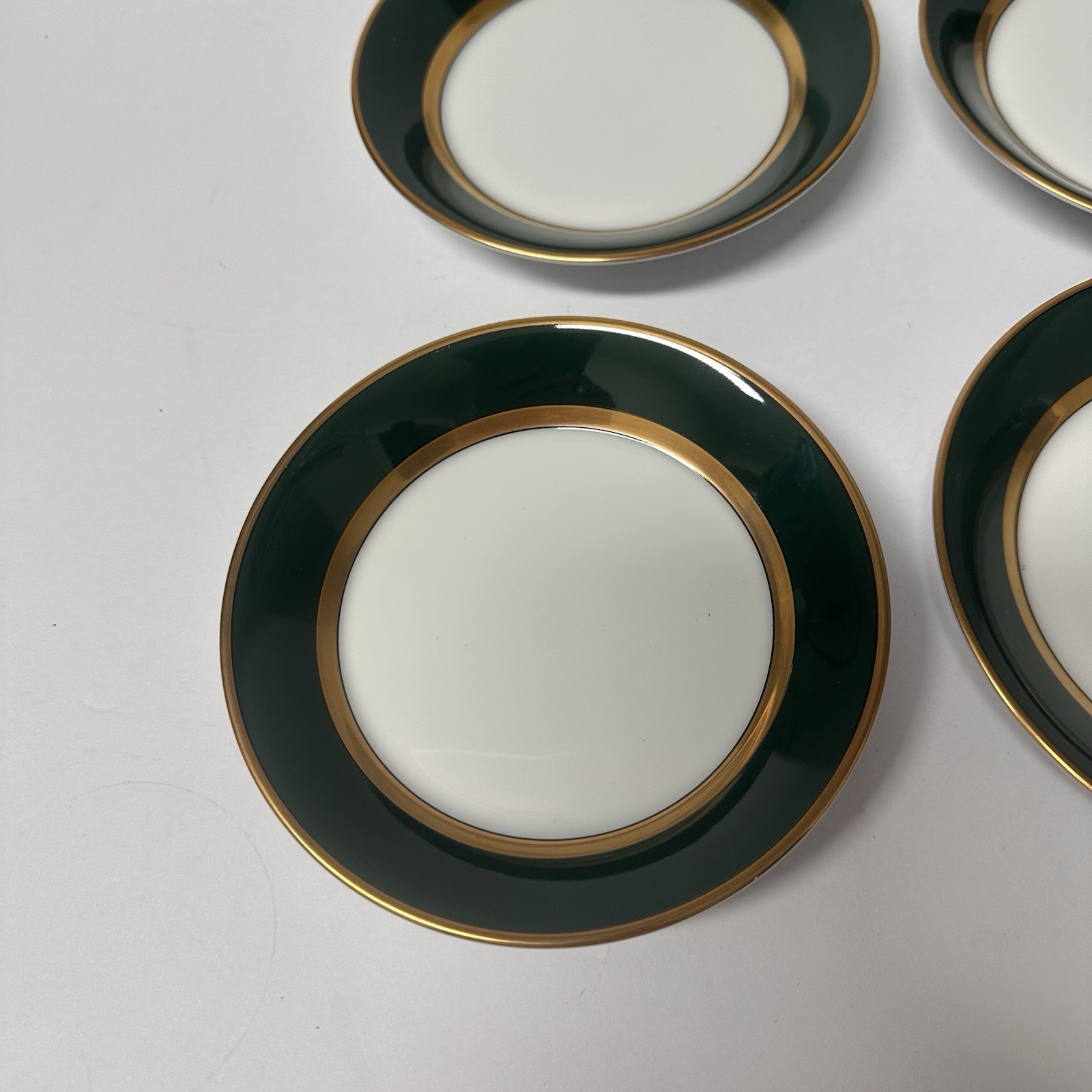 Fitz and Floyd Renaissance Set of 4 Fruit Bowls Dark Green Porcelain 1978 5.5″