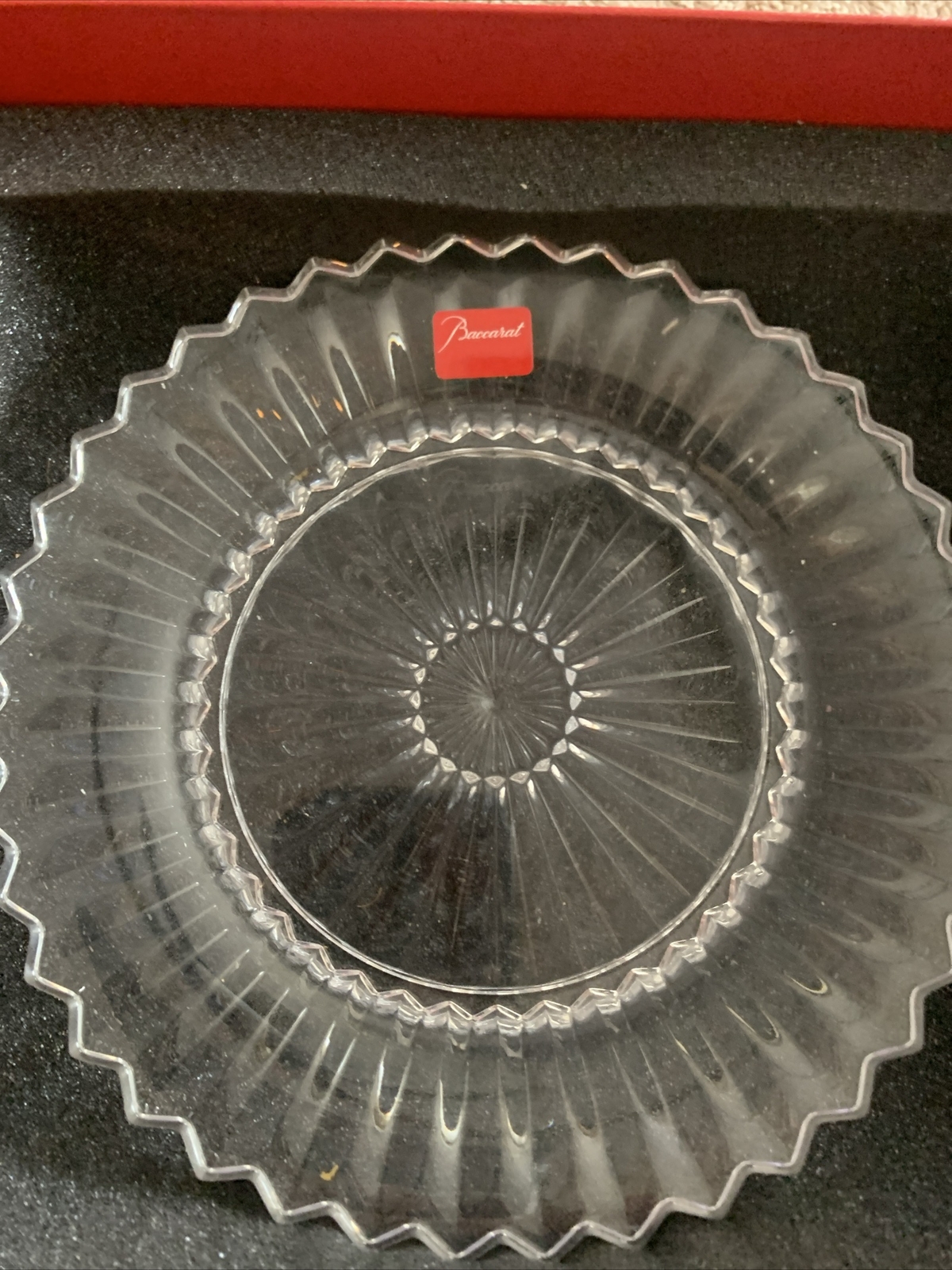 BACCARAT CLEAR CRYSTAL 6 1/4″ PLATE NEW & 2 WATERFORD BABY BOTTLES 2000