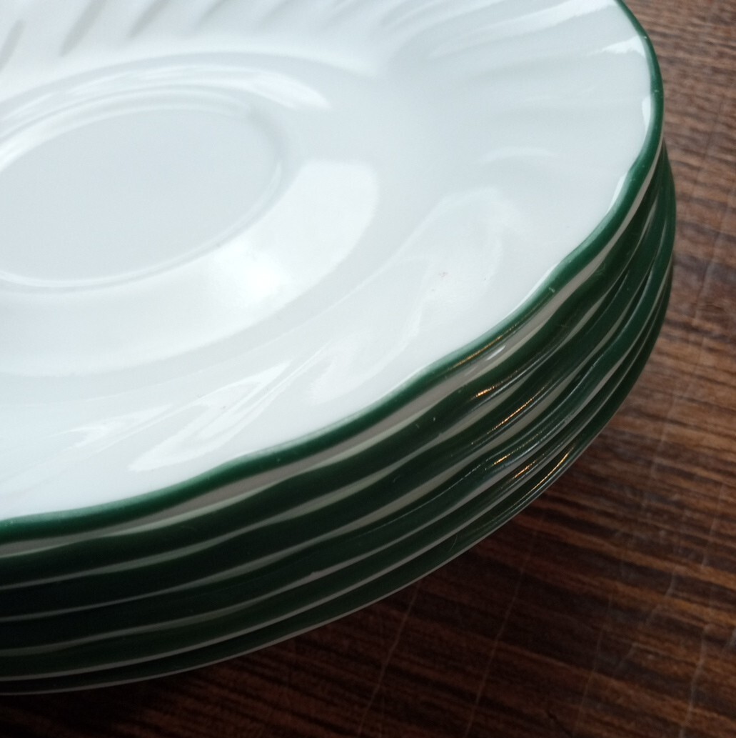 Corelle Saucer Plates Swirl green Rim 6″ Set Of 6