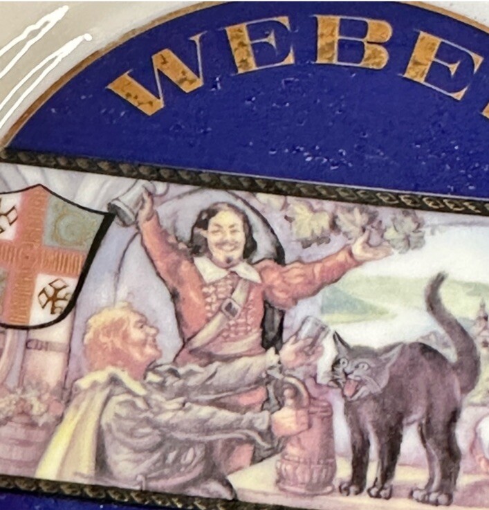 Weber Zeller Schwarze Katz Gold Rim Plates 7.75 Inch Wine , Black Cat Lot Of 4