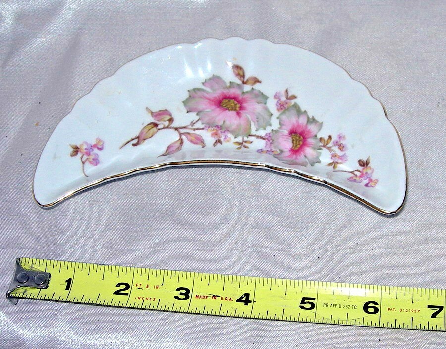 Vintage Mitterteich Bavaria Crescent Bone Dish #098 Floral Pattern