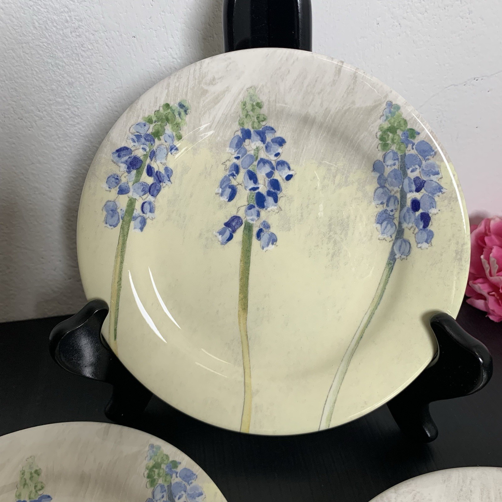Gien France – Alice Blue Floral Salad Dessert Plates – Set of 4
