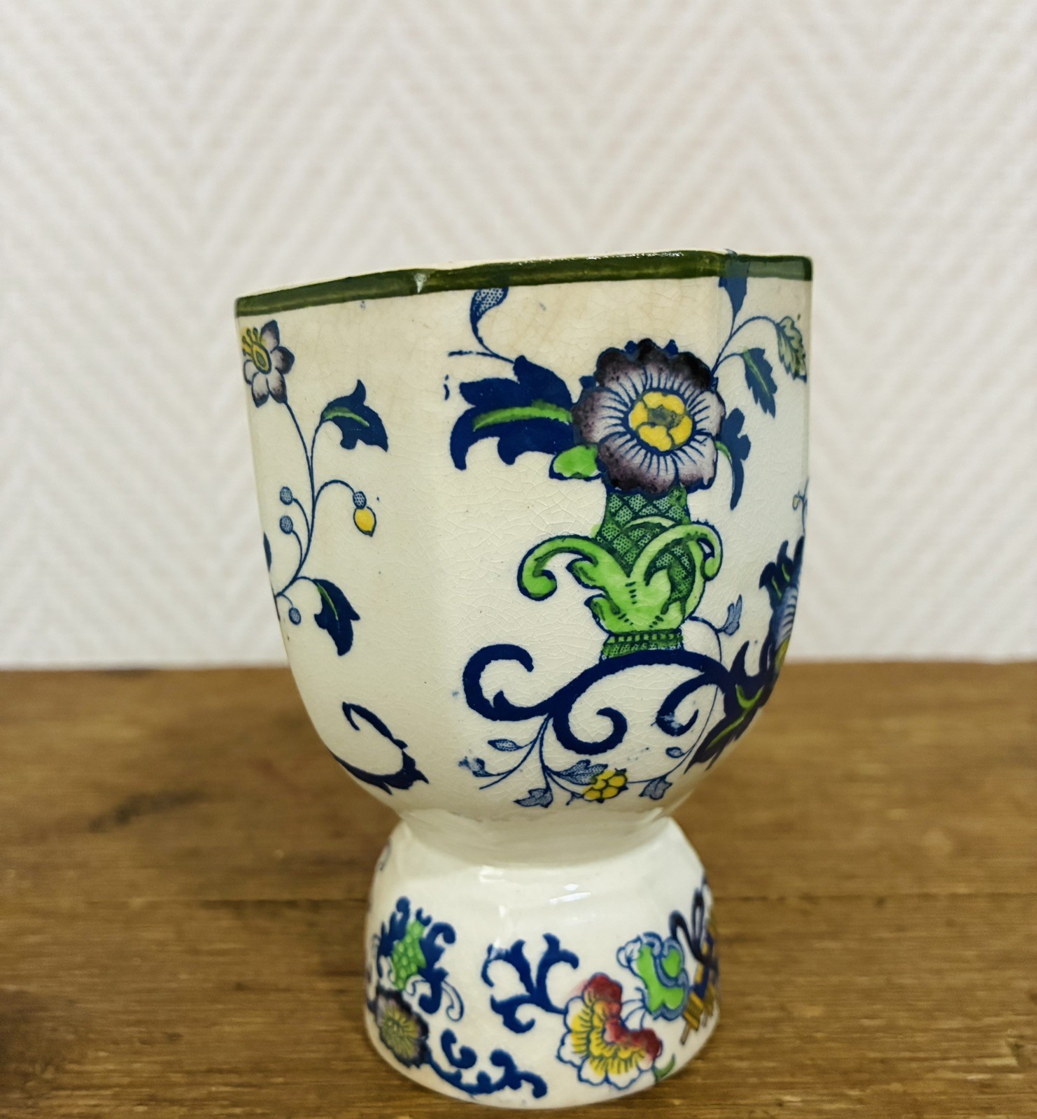 Antique Royal Doulton Burslem NANKIN Floral Porcelain Double egg Cup England