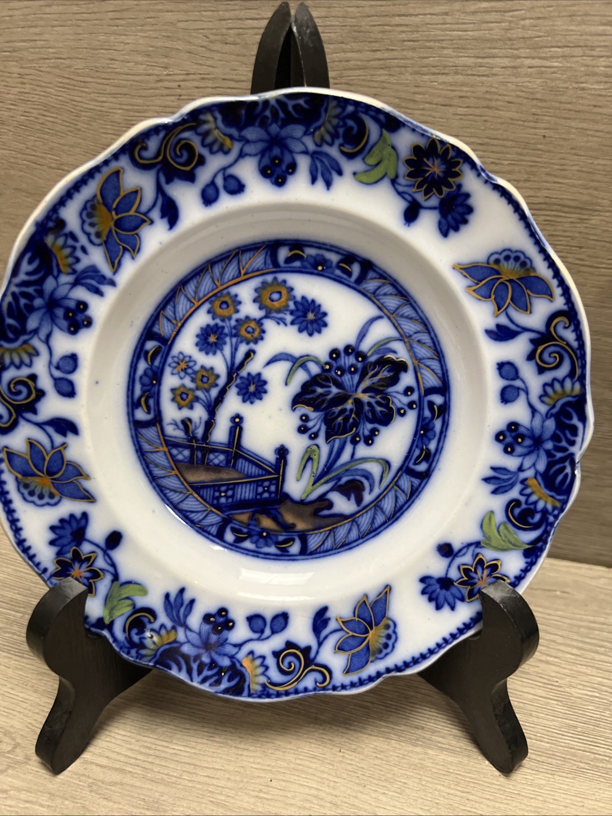 Kaolin Ware ‘Nankin’ Desert Plates – Flow Blue Lot Of (2)
