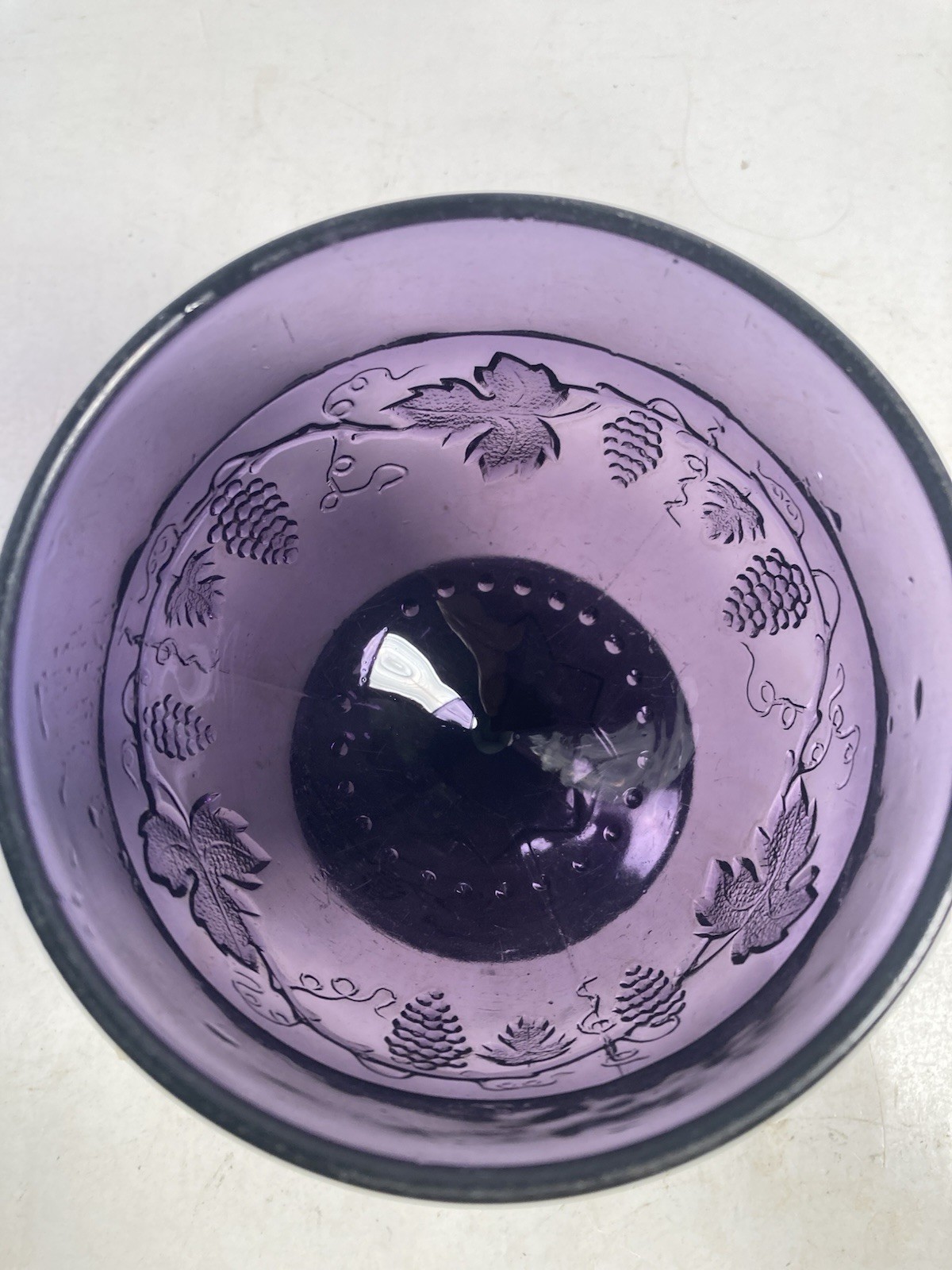 Vintage Purple Glass Dish, server, candy dish, compote, irradiated