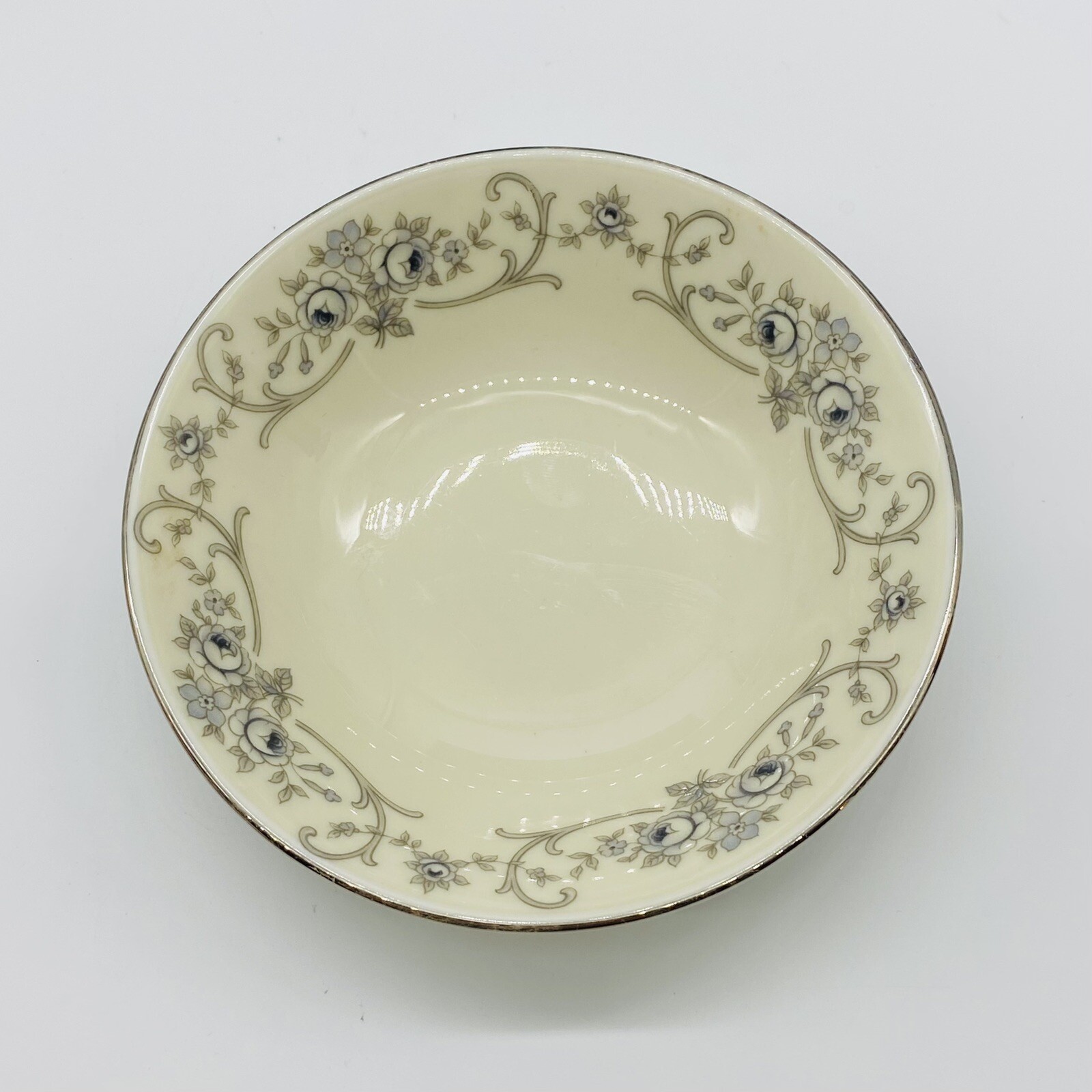 VTG Johann Haviland Bavaria Berry Bowls (2) White Blue Flowers Platinum Trim