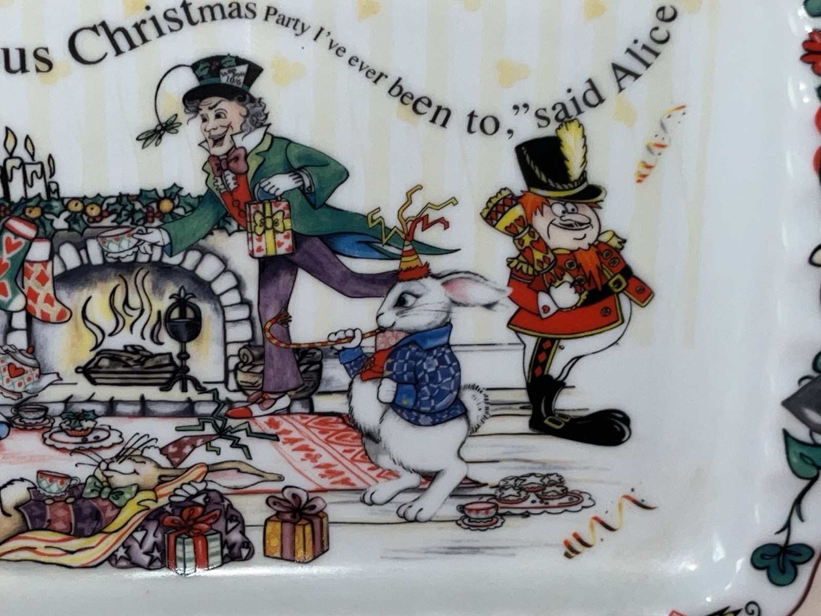 CARDEW ALICE IN WONDERLAND CHRISTMAS TEAPARTY PORCELAIN COOKIE TRAY 12×6 NWOB
