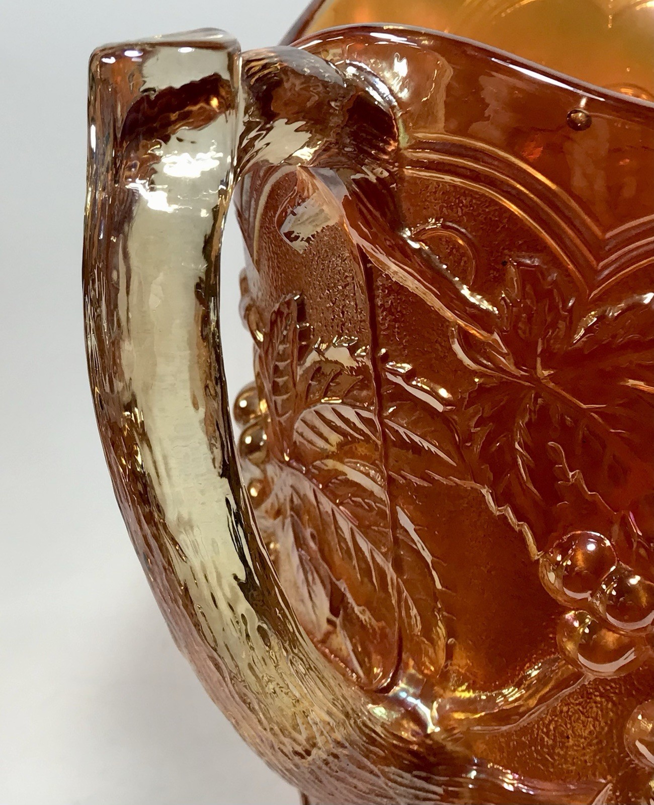 Imperial Carnival Glass Grape Pitcher And 4 Tumblers Set Marigold Orange Vintage